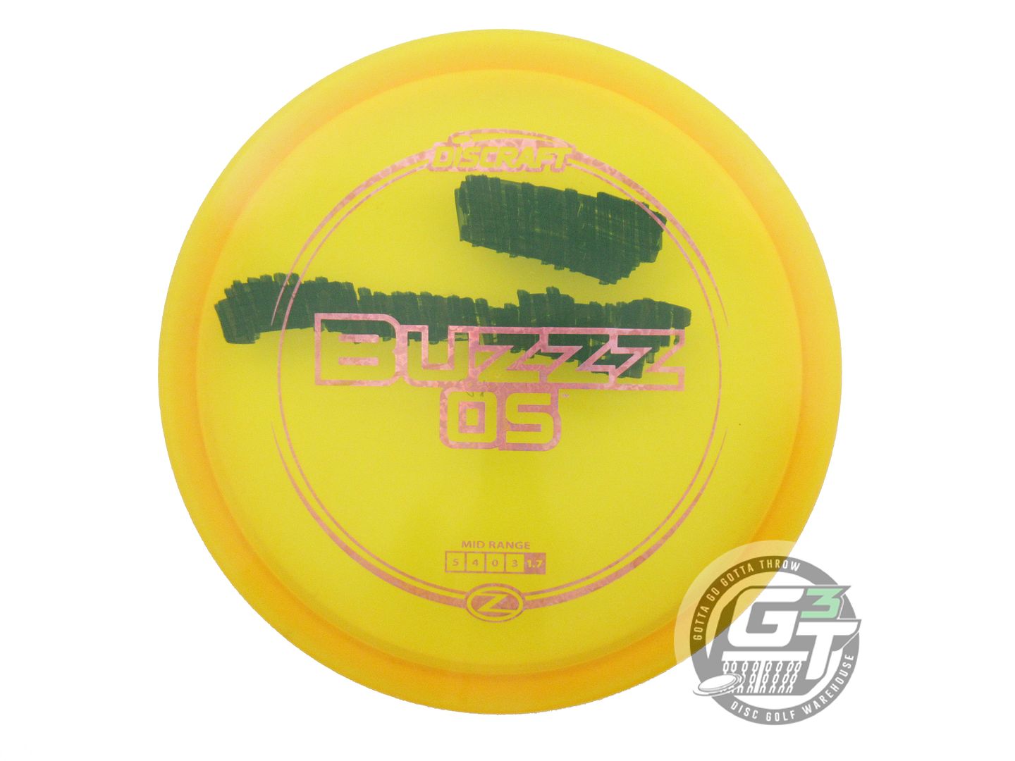 USED Discraft Z Buzzz OS 180g Yellow Pink Heart Foil Midrange Golf Disc