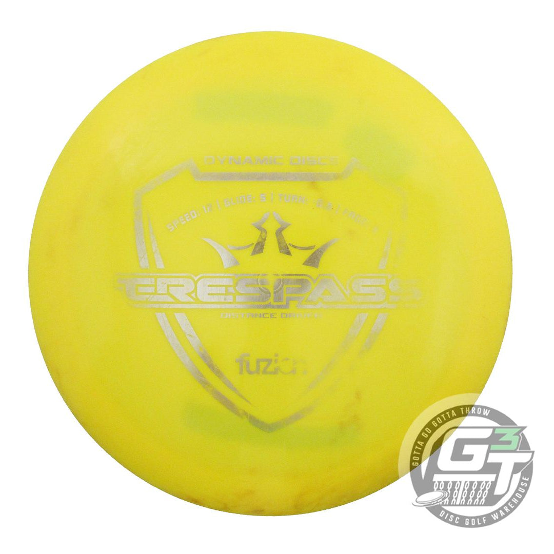 USED Dynamic Discs Fuzion Trespass 173g Yellow Silver Foil Distance Driver Disc