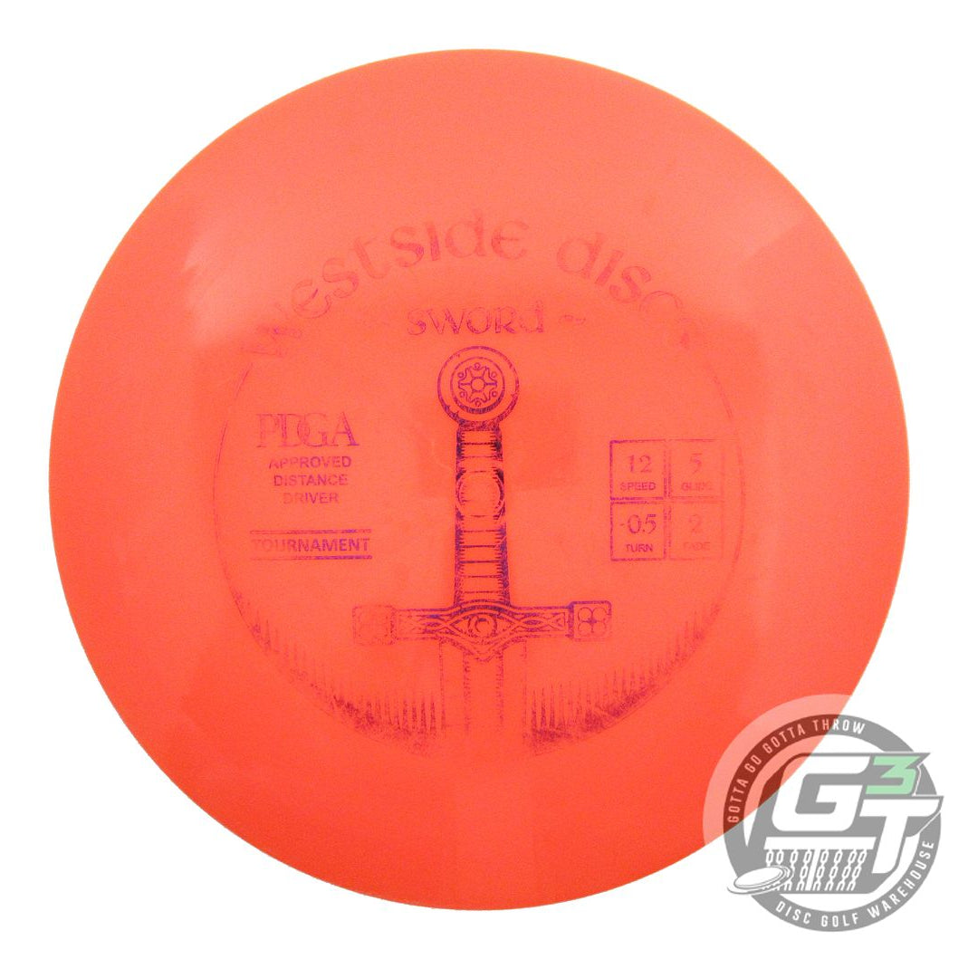 USED Westside Discs Tournament Sword 173g Orange Purple Foil Driver Disc