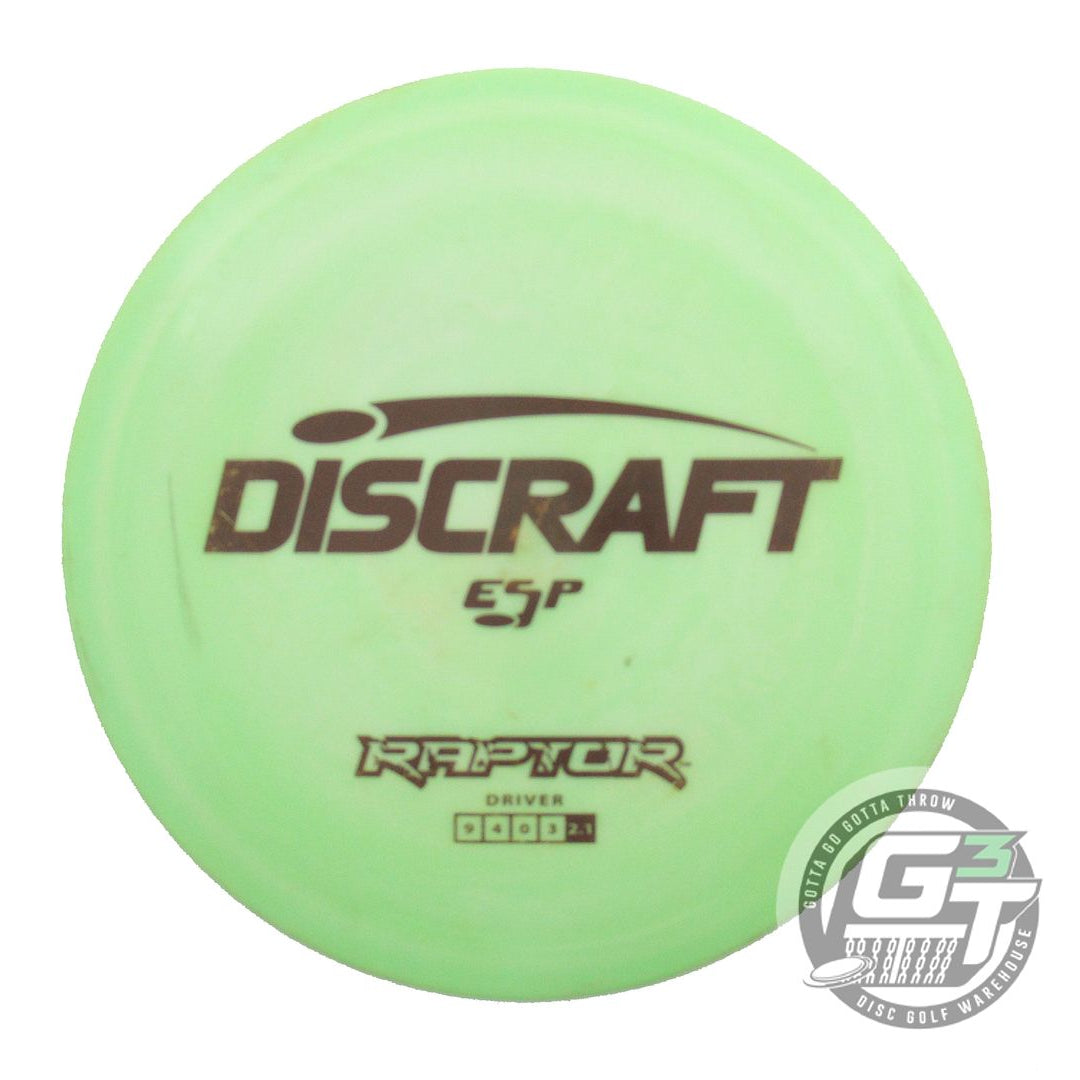 USED Discraft ESP Raptor 175g Lime Brown Stamp Distance Driver Golf Disc