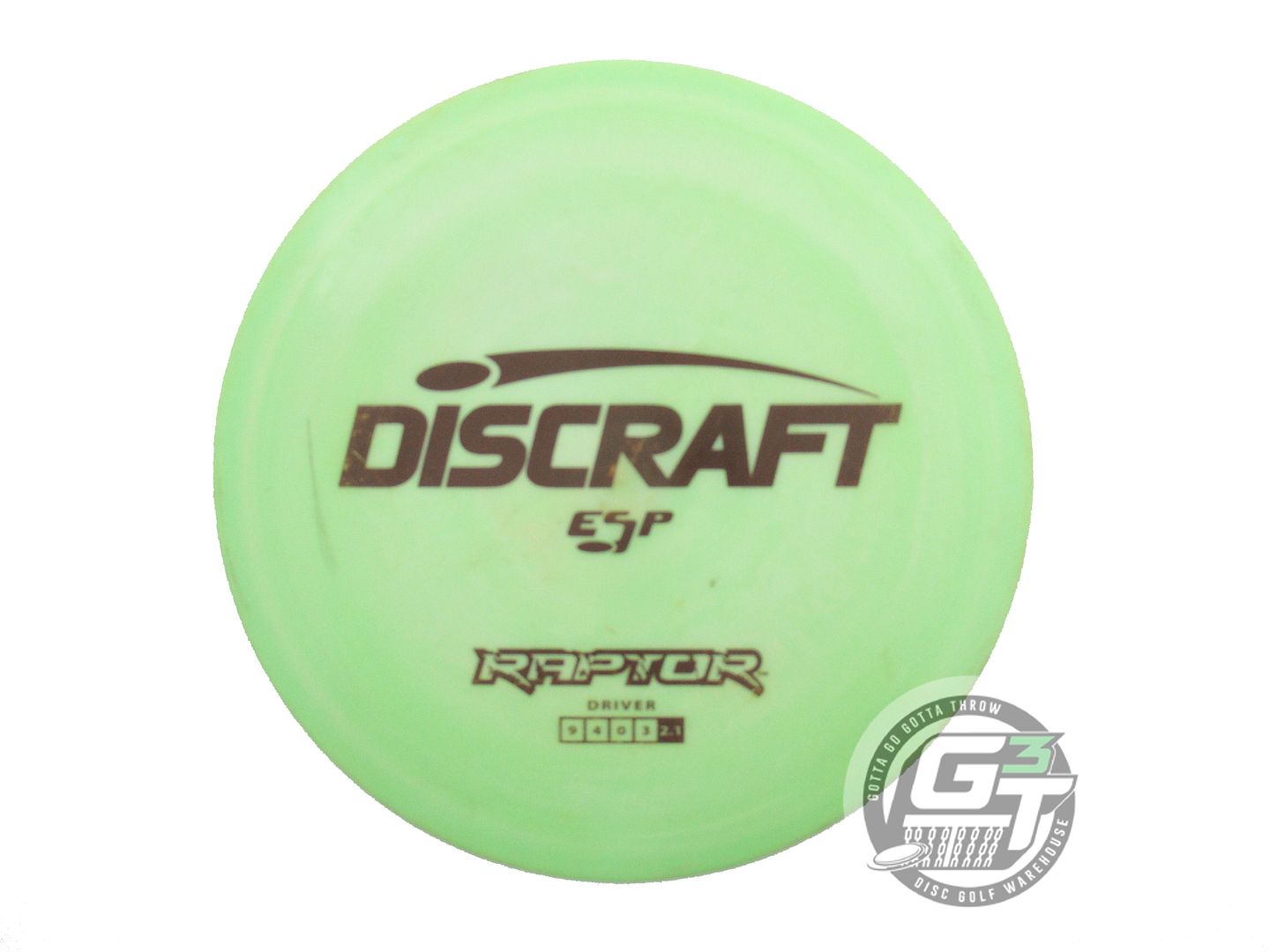 USED Discraft ESP Raptor 175g Lime Brown Stamp Distance Driver Golf Disc