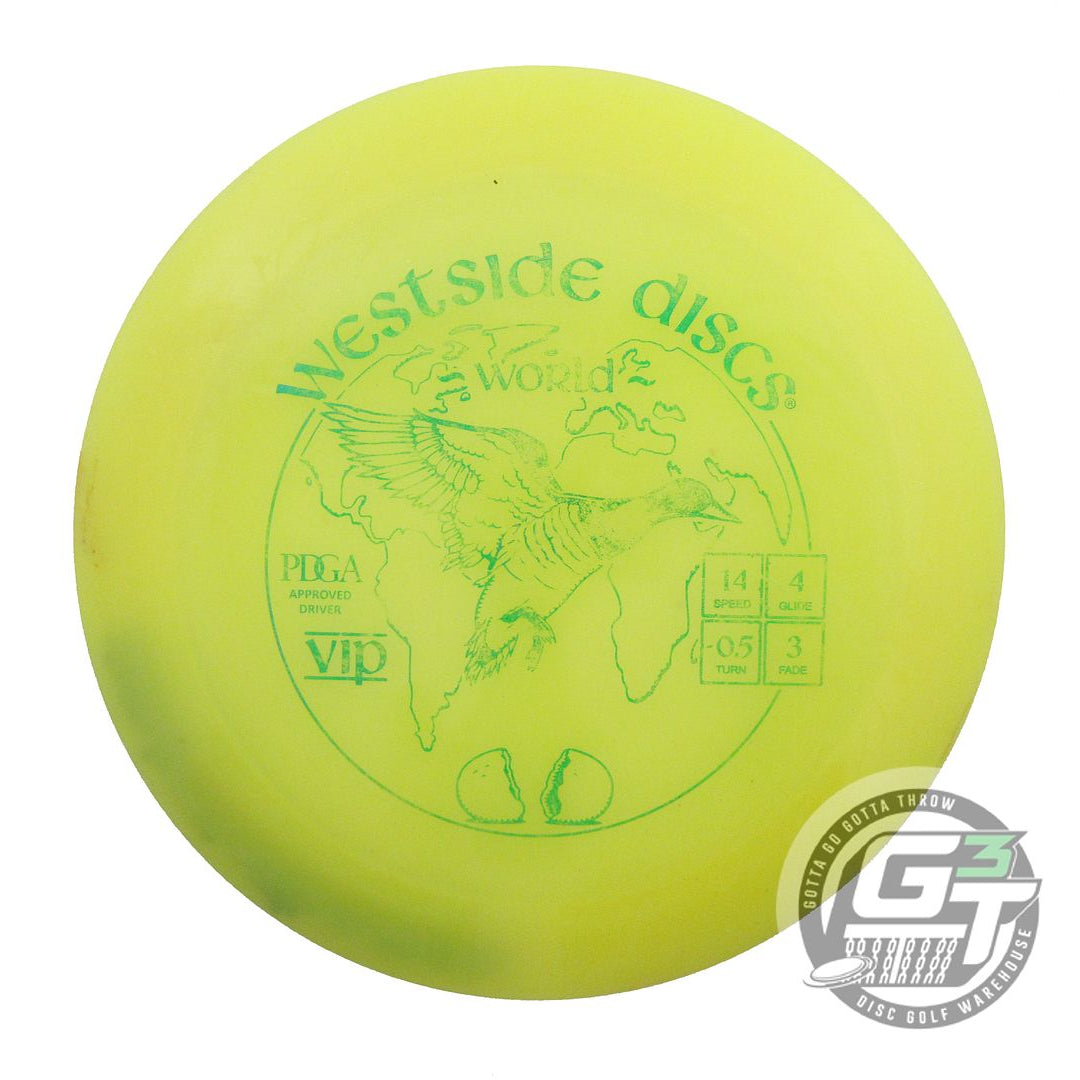 USED Westside Discs VIP World 176g Yellow Green Stamp Distance Driver Golf Disc