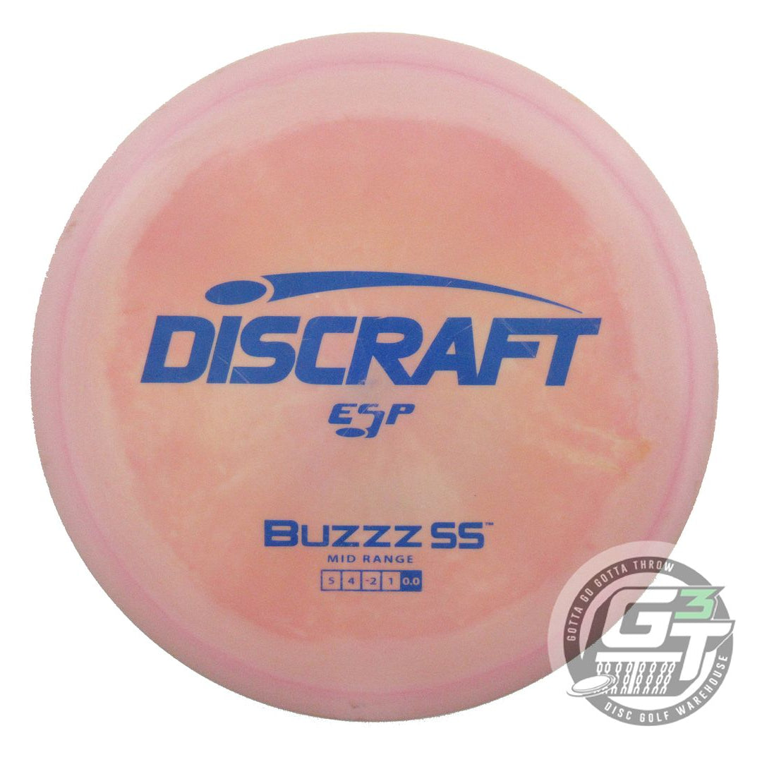 USED Discraft ESP Buzzz SS 182g Pink-Peach Blue Stamp Midrange Golf Disc