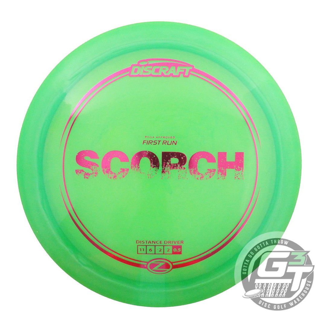 NOS Discraft FIRST RUN Z Scorch 175g Green Magenta Foil Distance Driver Disc