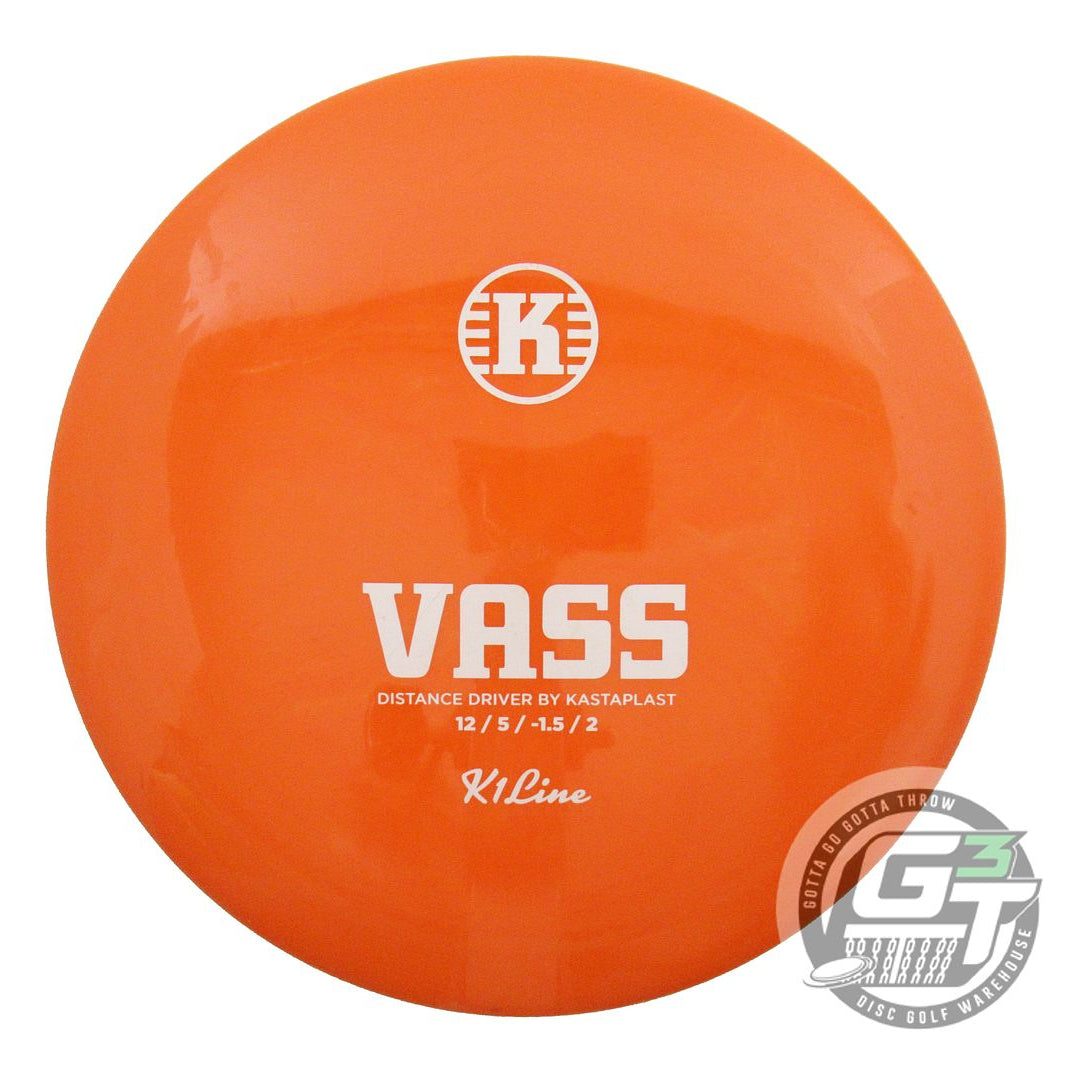 USED Kastaplast K1 Vass 172g Orange White Stamp Distance Driver Golf Disc