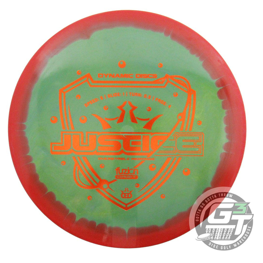 USED Dynamic Discs Fuzion Orbit Justice 175g Red-Green Midrange Golf Disc