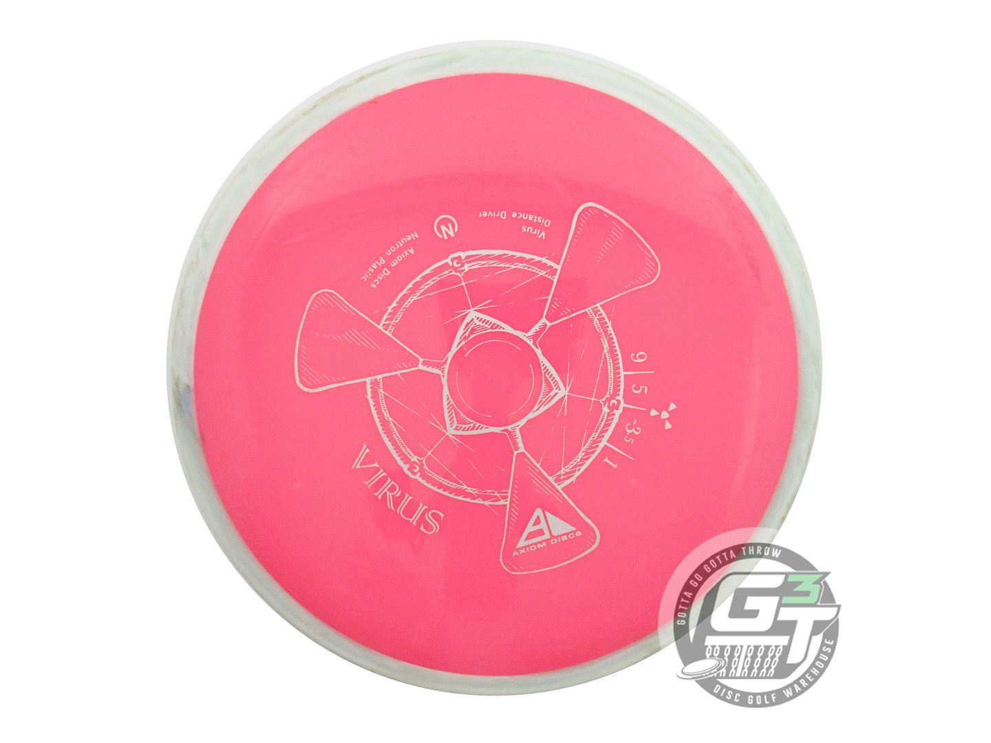 USED Axiom Discs Neutron Virus 158g Pink White Rim Distance Driver Golf Disc