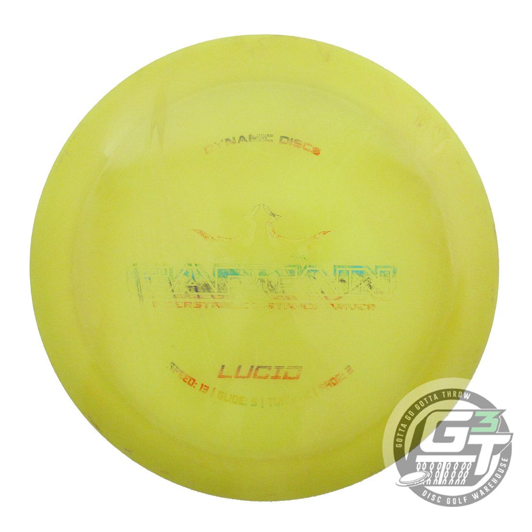 USED Dynamic Discs Lucid Captain 175g Yellow Wiped Stamp Distance Driver Disc