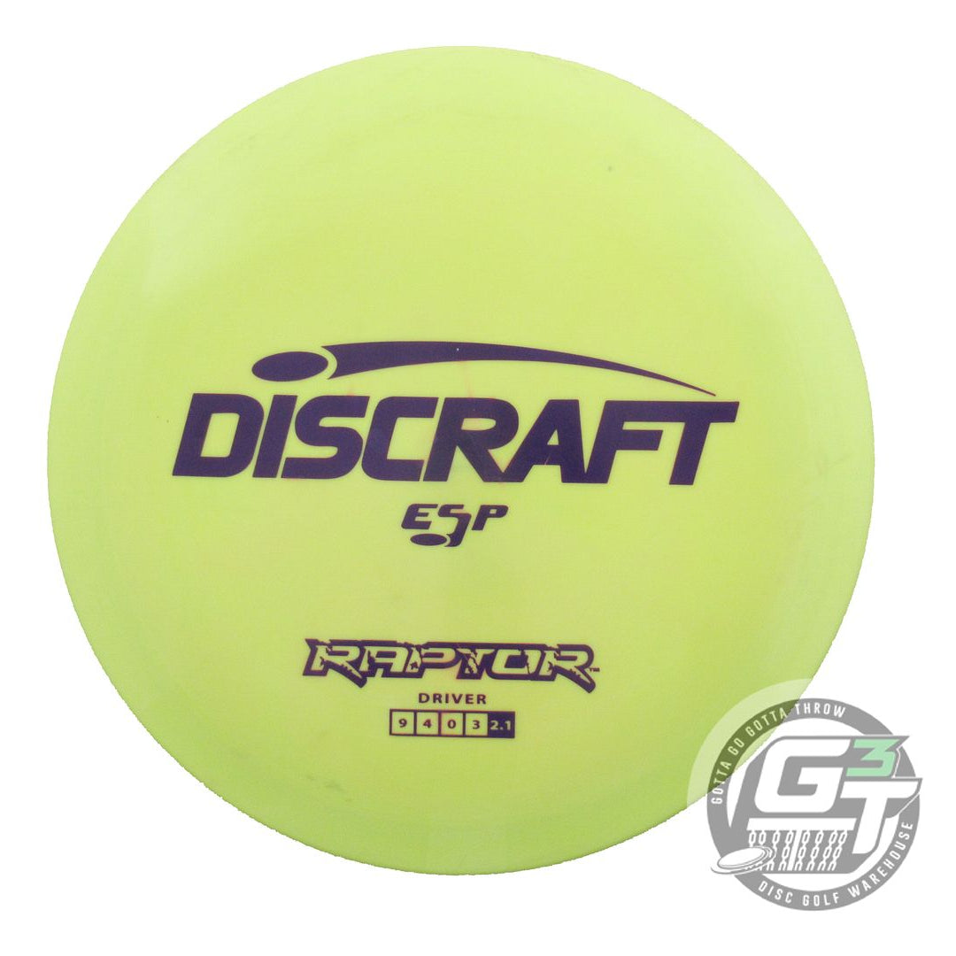 USED Discraft ESP Raptor 173g Yellow Purple Stamp Distance Driver Golf Disc