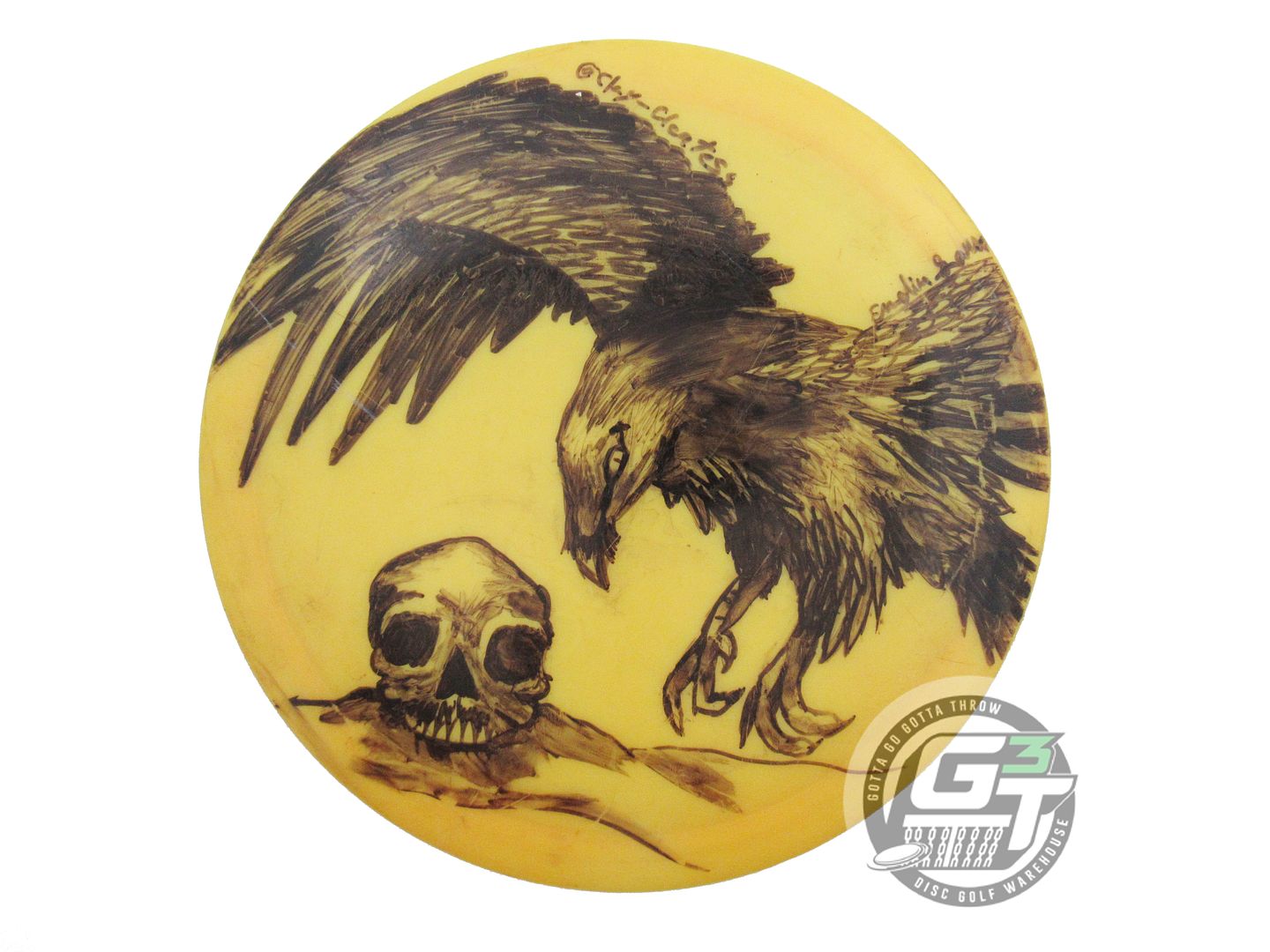 USED Discraft Big Z Vulture 173g Marigold HAND DRAWN Distance Driver Golf Disc