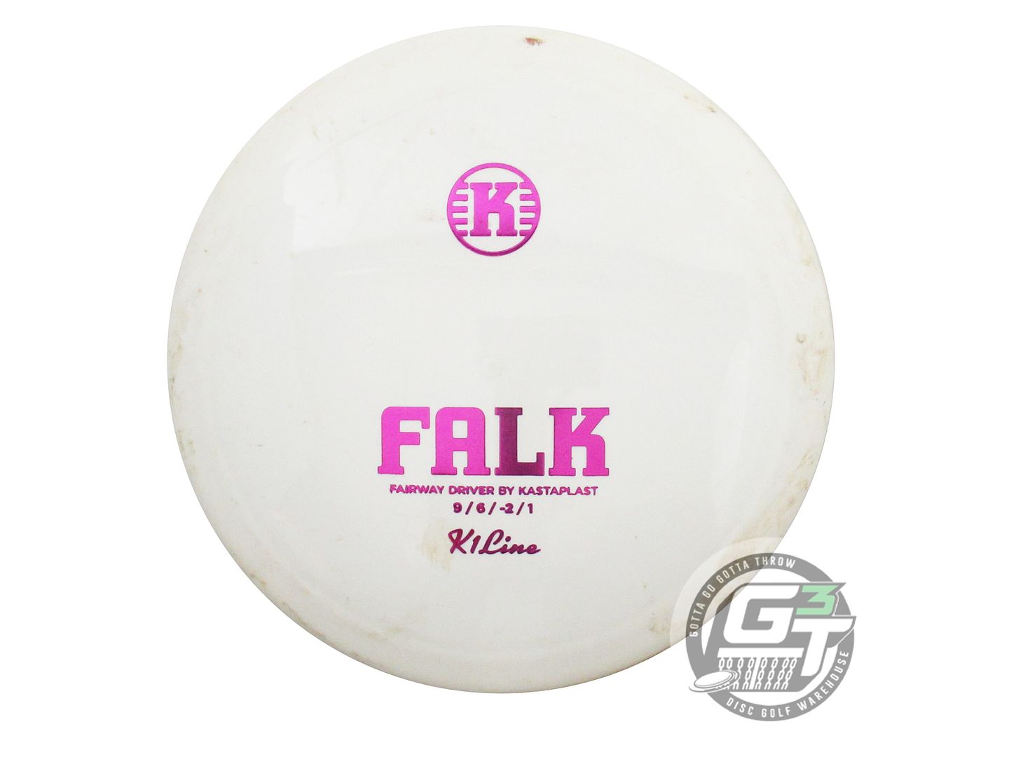 USED Kastaplast K1 Falk 173g White Magenta Foil Fairway Driver Golf Disc