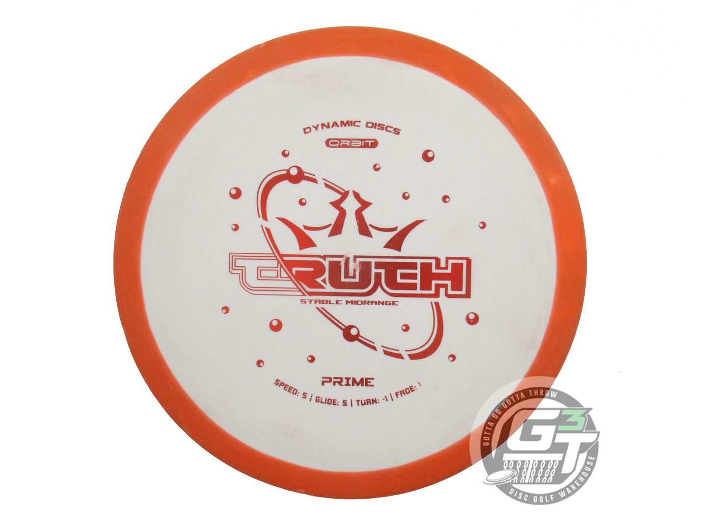 USED Dynamic Discs Prime Orbit Truth 179g Orange-White Midrange Golf Disc