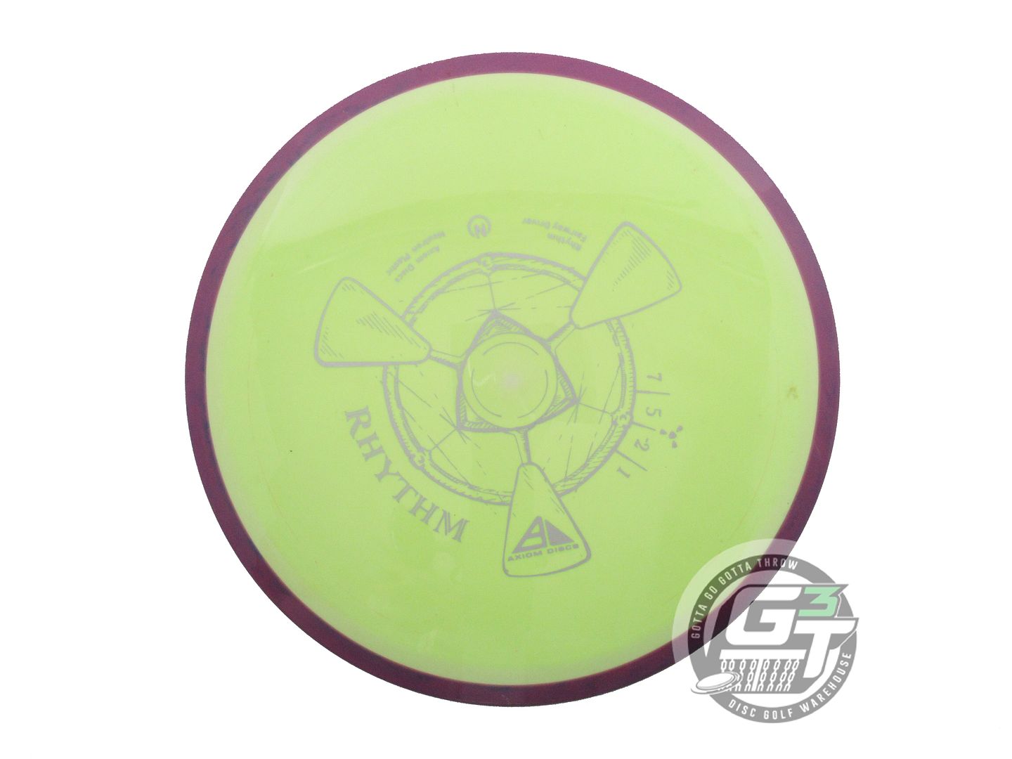 USED Axiom Discs Neutron Rhythm 173g Yellow Purple Rim Distance Driver Golf Disc