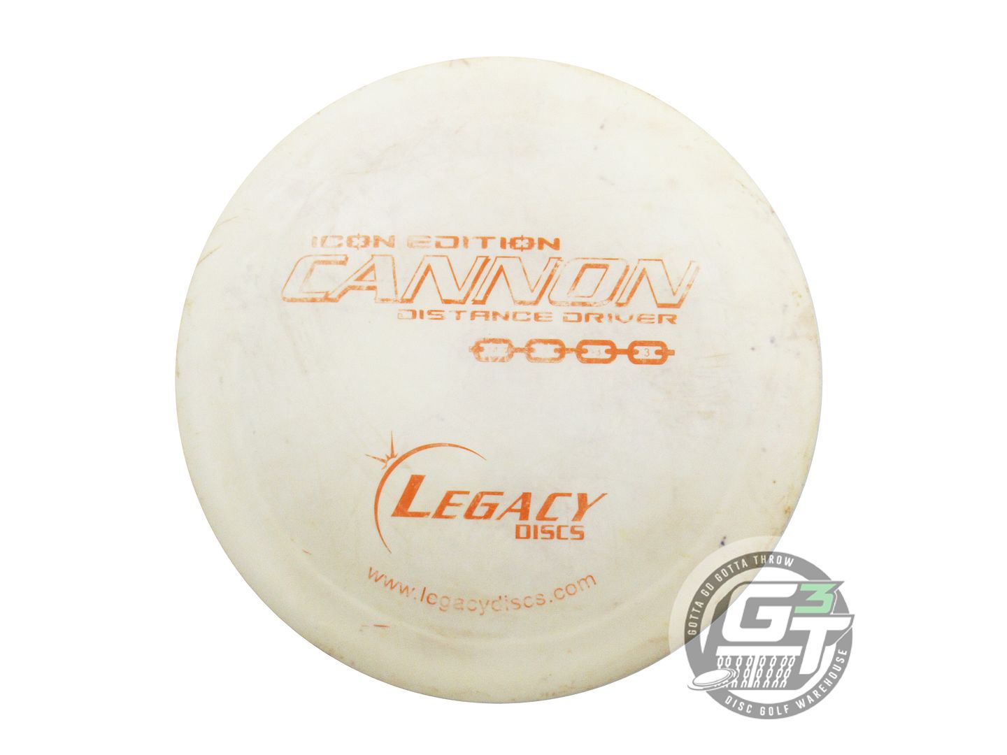 USED Legacy Discs Icon Cannon 171g White Orange Stamp RIM GOUGE Driver Golf Disc