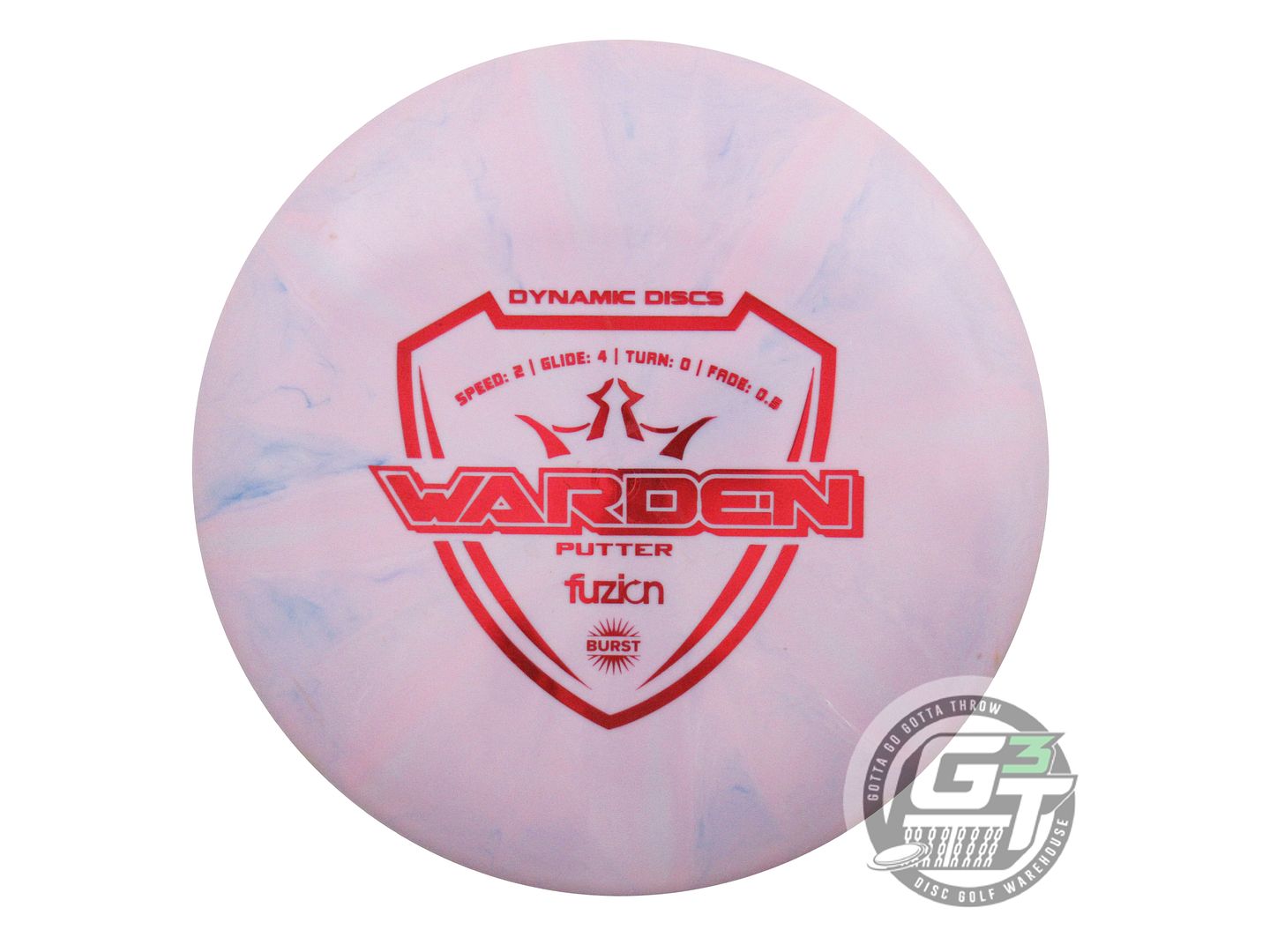 USED Dynamic Discs Fuzion Burst Warden 175g Lilac Red Foil Putter Golf Disc