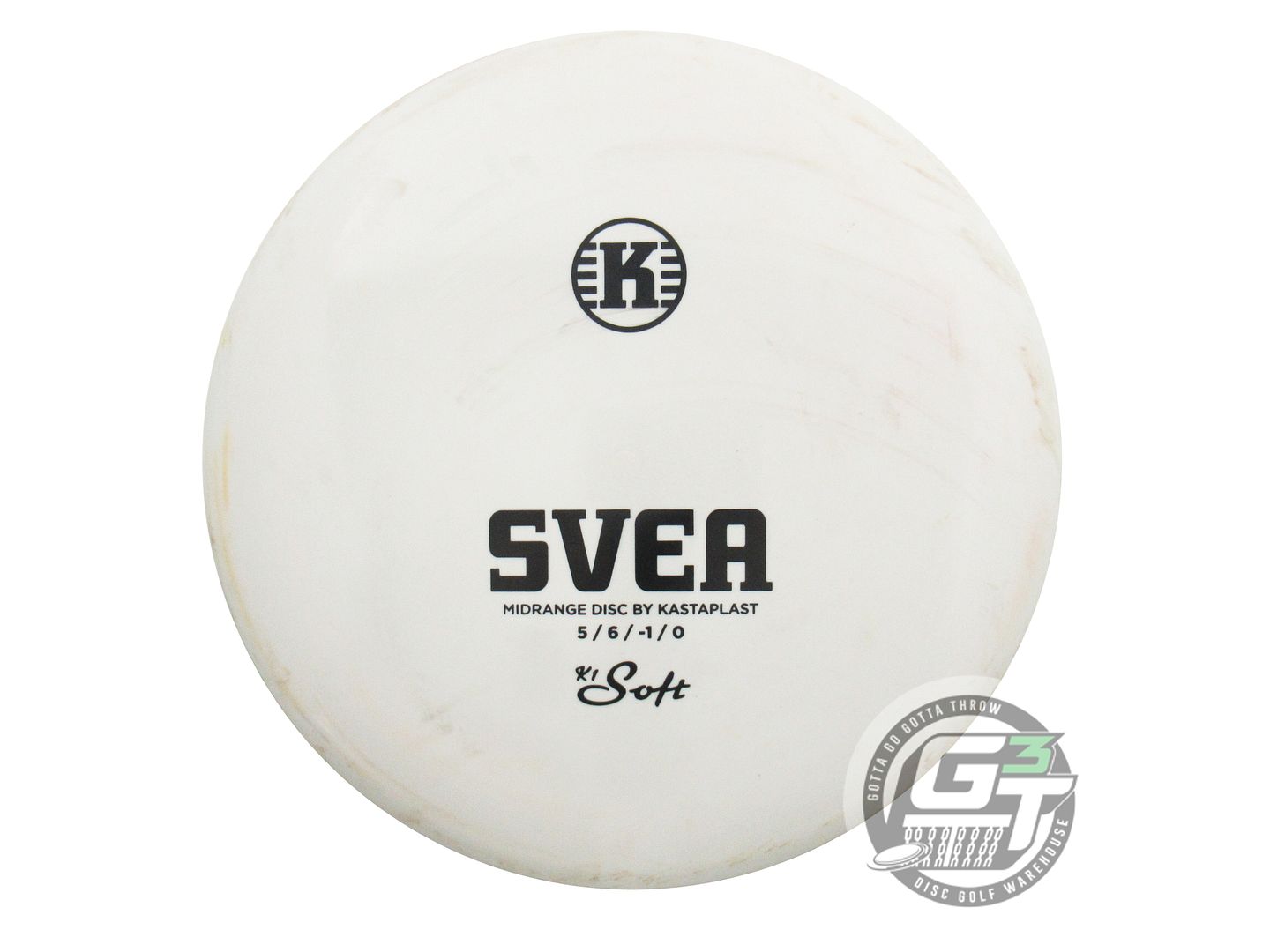 USED Kastaplast K1 Soft Svea 179g Lt. Gray Black Stamp Midrange Golf Disc