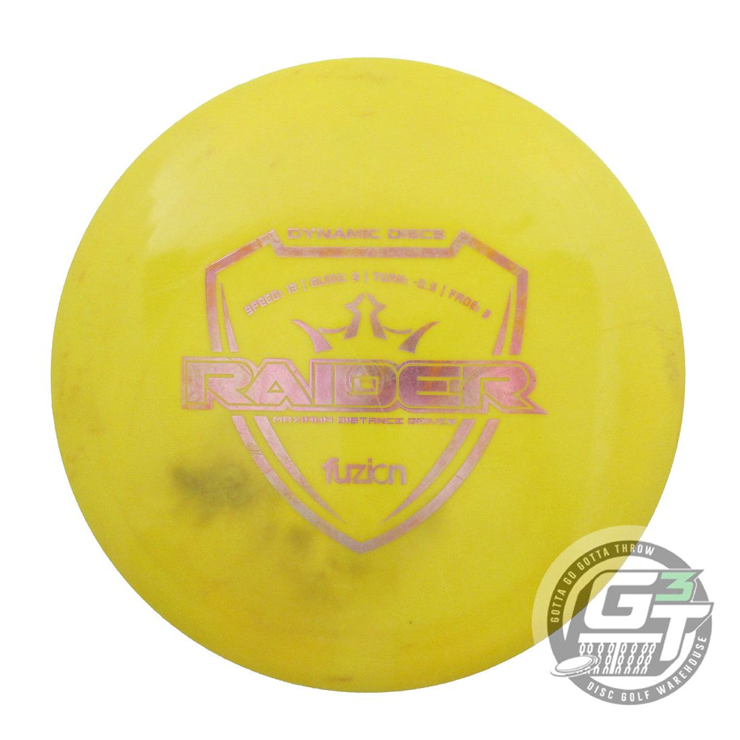 USED Dynamic Discs Fuzion Raider 176g Yellow Pink Foil Distance Driver Golf Disc