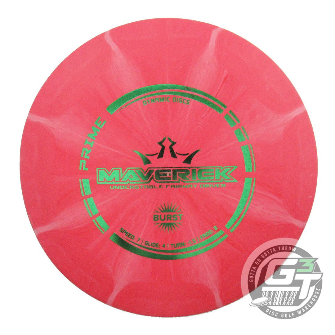 USED Dynamic Discs Prime Burst Maverick 175g Red Green Foil Distance Driver Disc