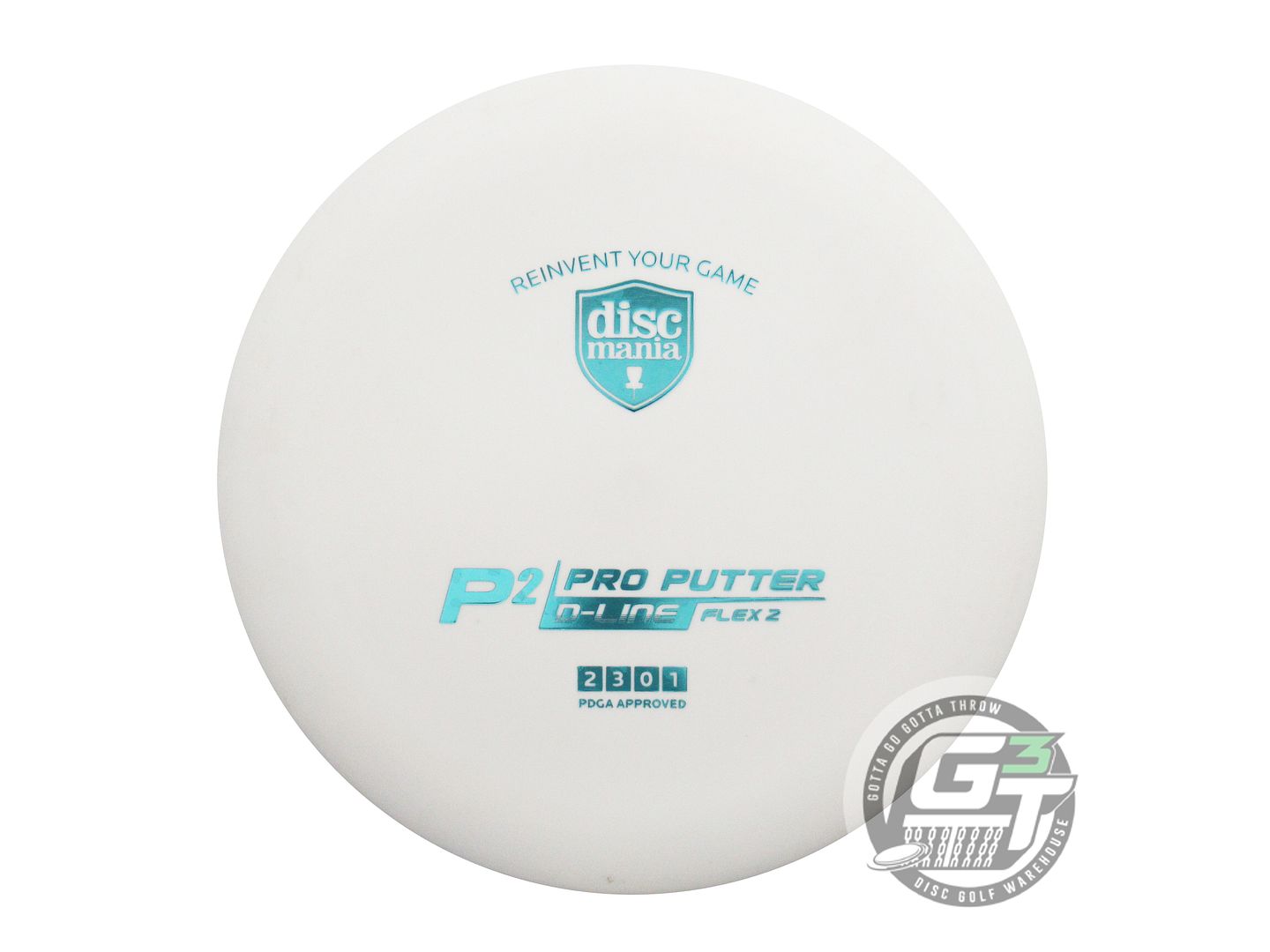 USED DiscMania D-Line Flex 2 P2 176g White Aqua Foil Putter Golf Disc