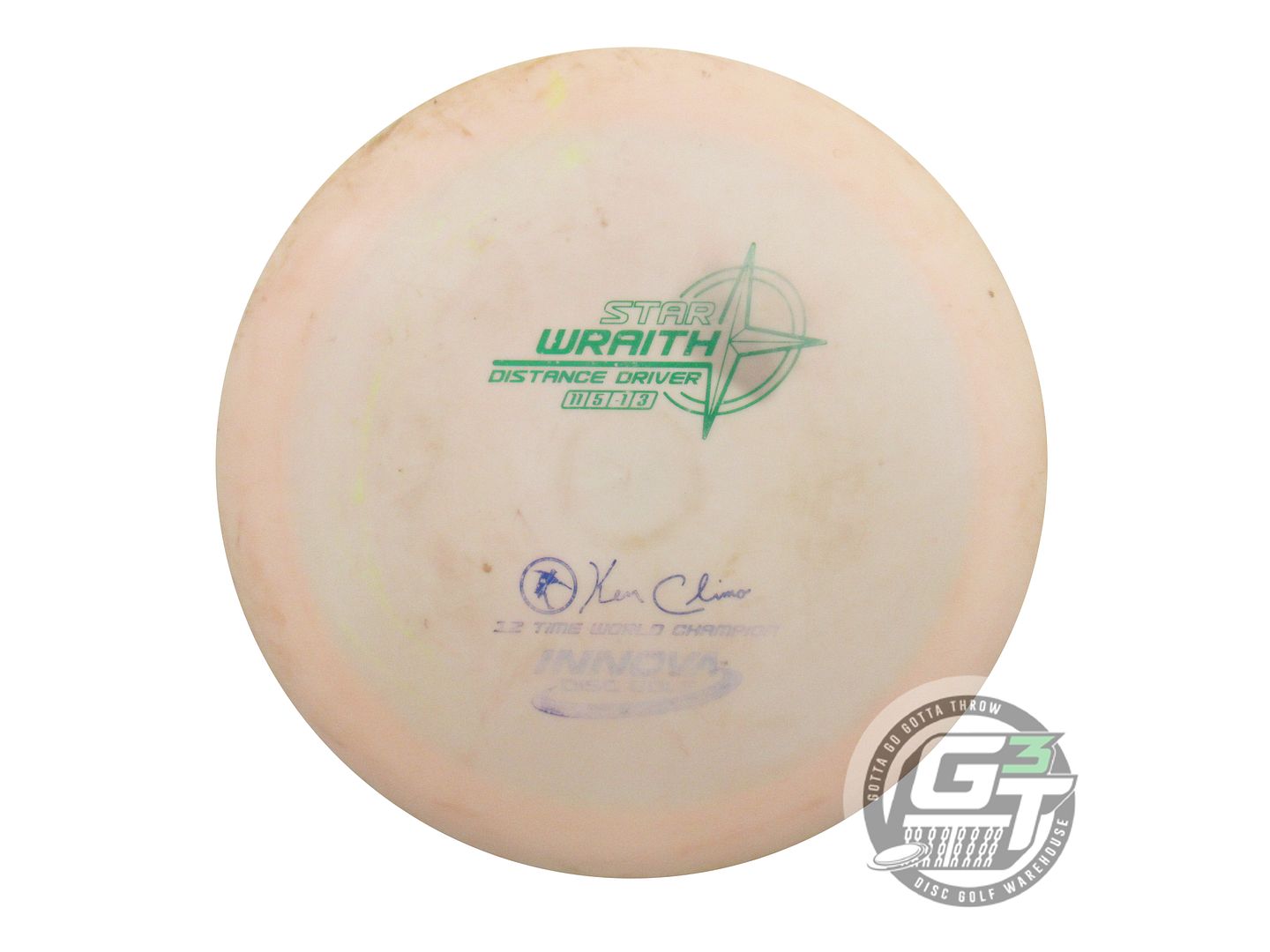 USED Innova Star Wraith 166g Peach Green & Blue Foil Distance Driver Golf Disc