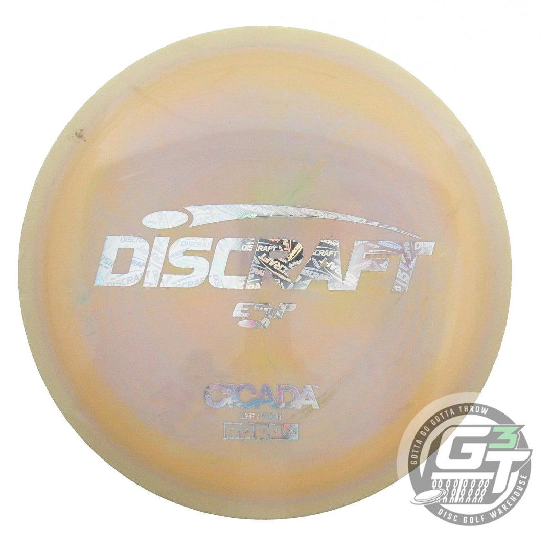 USED Discraft ESP Cicada 176g Yellow-Lilac Holo Logo Foil Fairway Driver Disc
