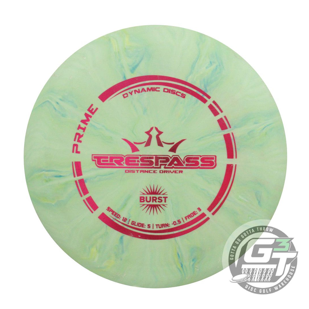 USED Dynamic Discs Prime Burst Trespass 173g Lime Red Foil Driver Golf Disc