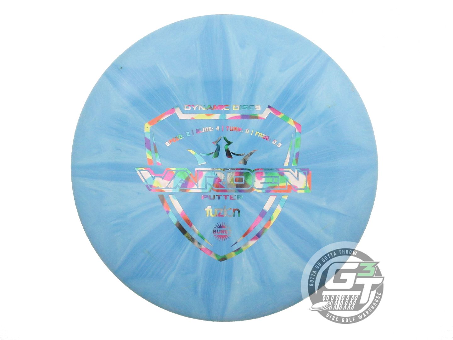 USED Dynamic Discs Fuzion Burst Warden 175g Blue Jellybean Foil Putter Golf Disc