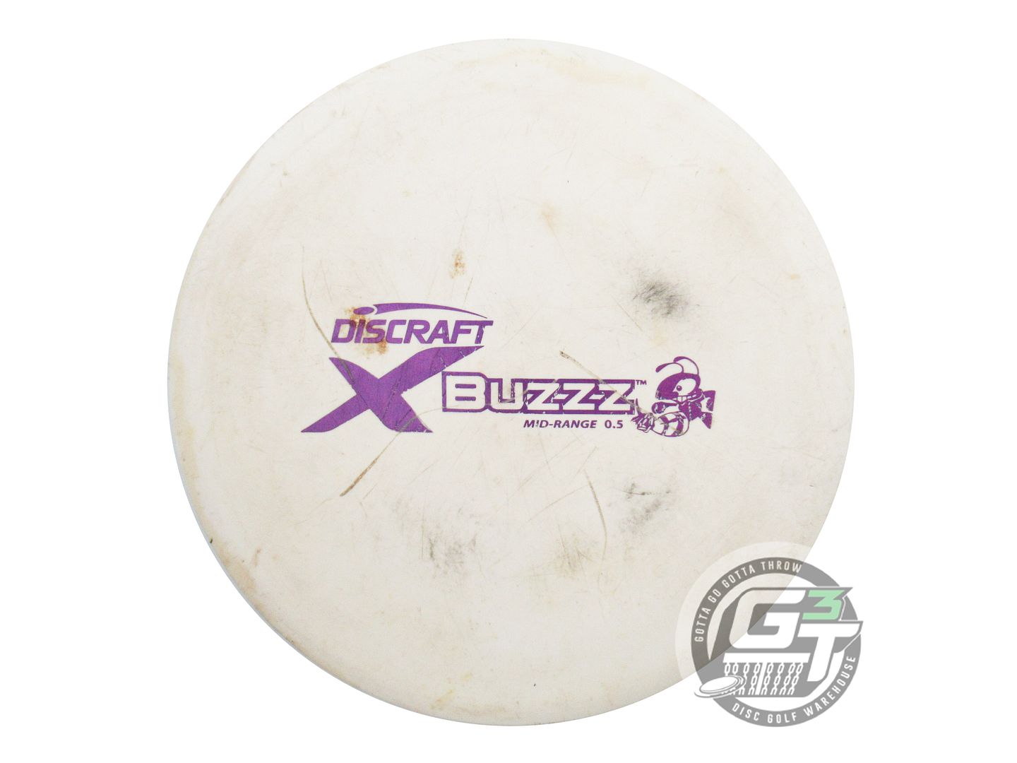 USED Discraft X Buzzz 174g White Purple Foil Midrange Golf Disc