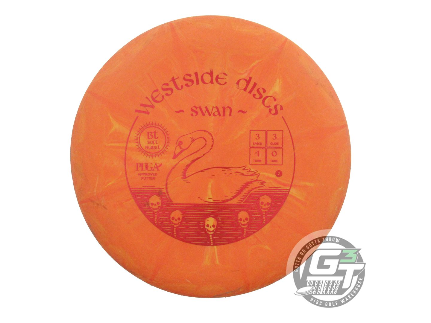 USED Westside Discs BT Soft Burst Swan 175g Orange Red Foil Putter Golf Disc