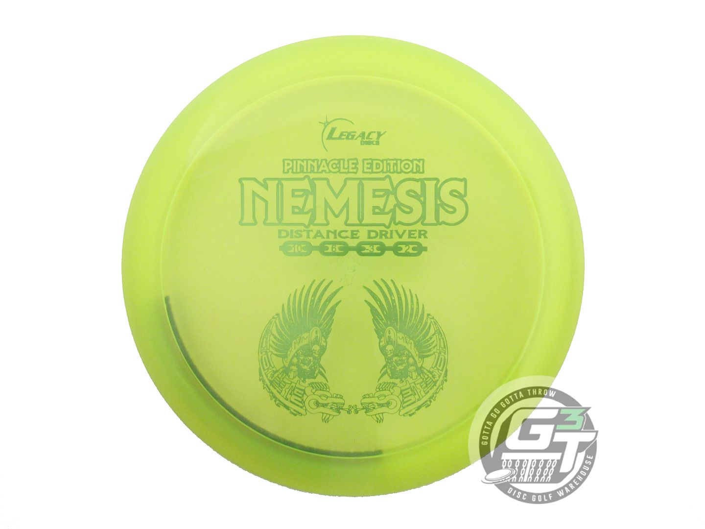 USED Legacy Discs Pinnacle Nemesis 169g Yellow Lime Foil Distance Driver Disc