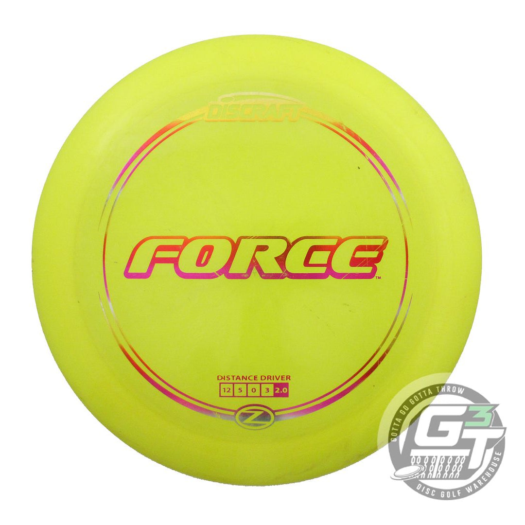 USED Discraft Z Force 174g Yellow Sunset Foil Distance Driver Golf Disc