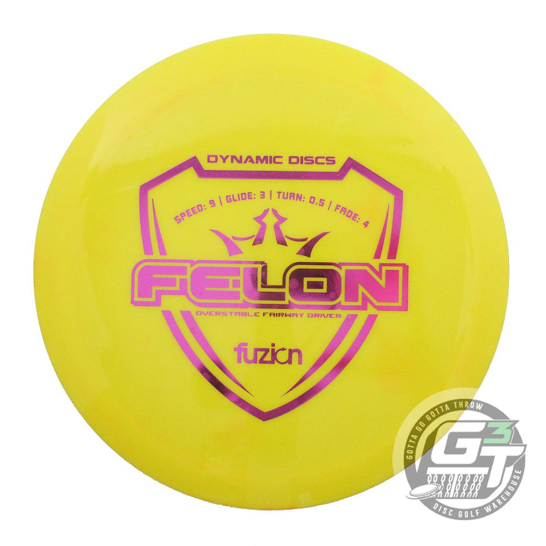 USED Dynamic Discs Fuzion Felon 173g Yellow Purple Foil Fairway Driver Golf Disc
