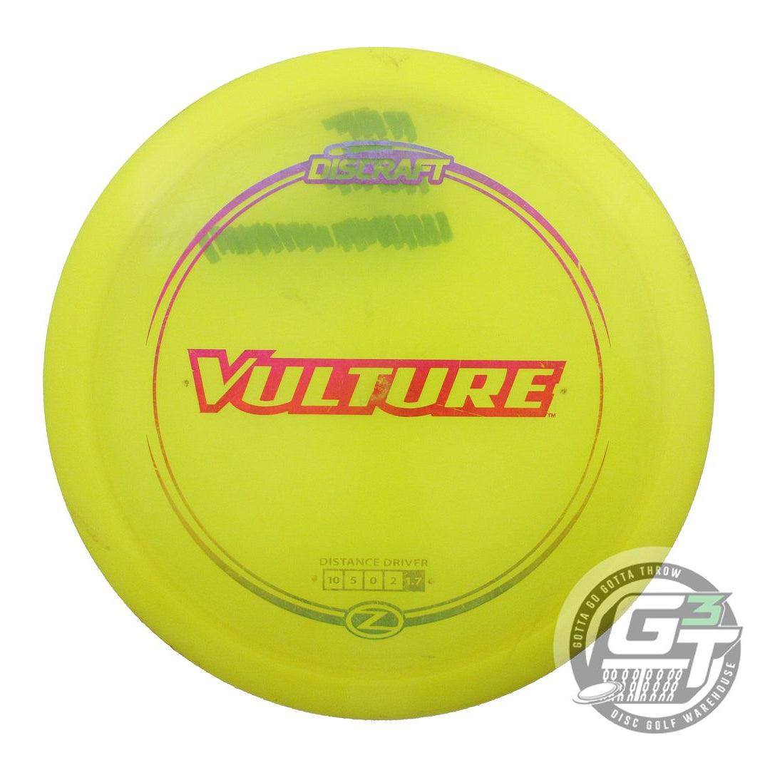 USED Discraft Z Vulture 174g Yellow Sunset Shatter Foil Distance Driver Disc