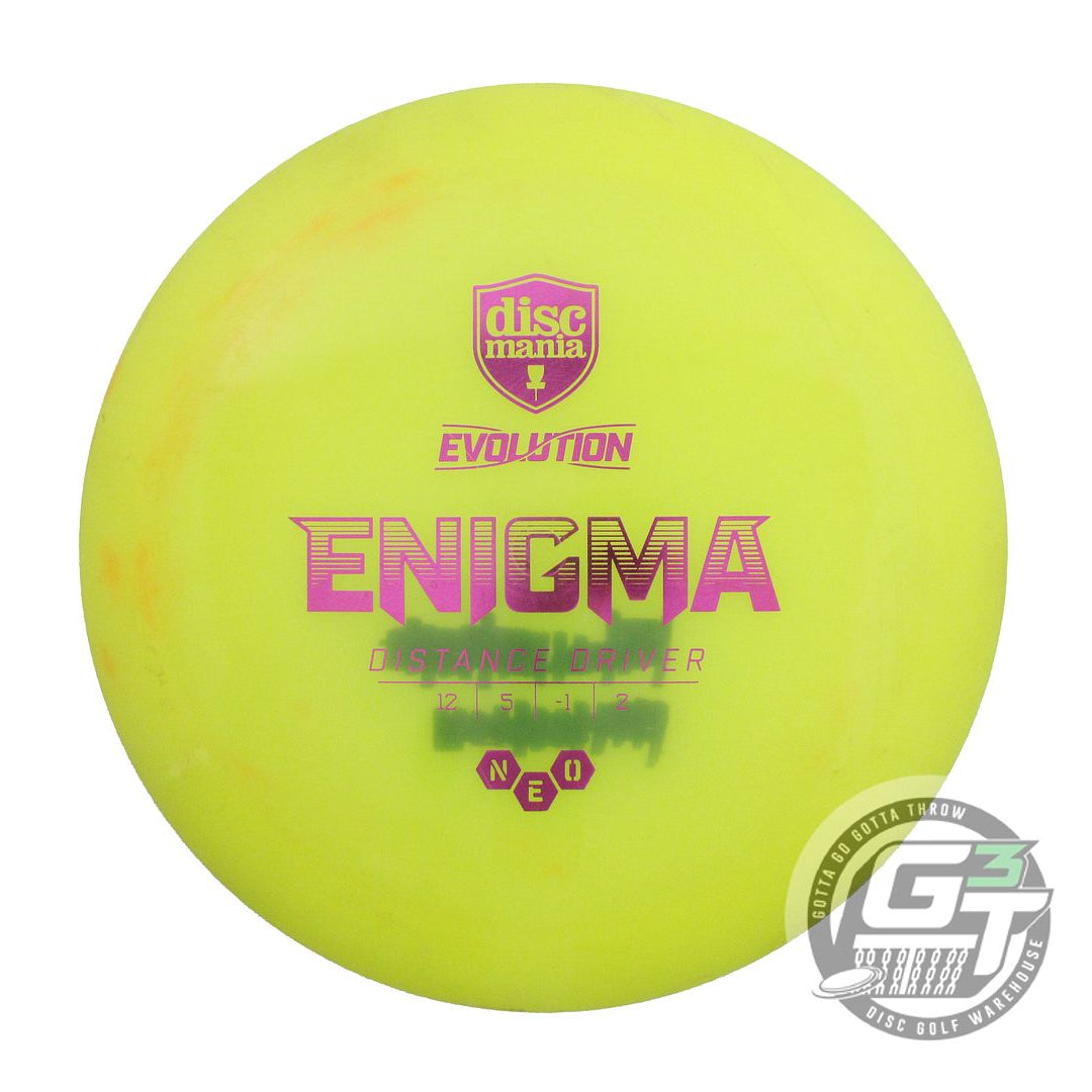 USED DiscMania Neo Enigma 174g Yellow Purple Foil Distance Driver Golf Disc