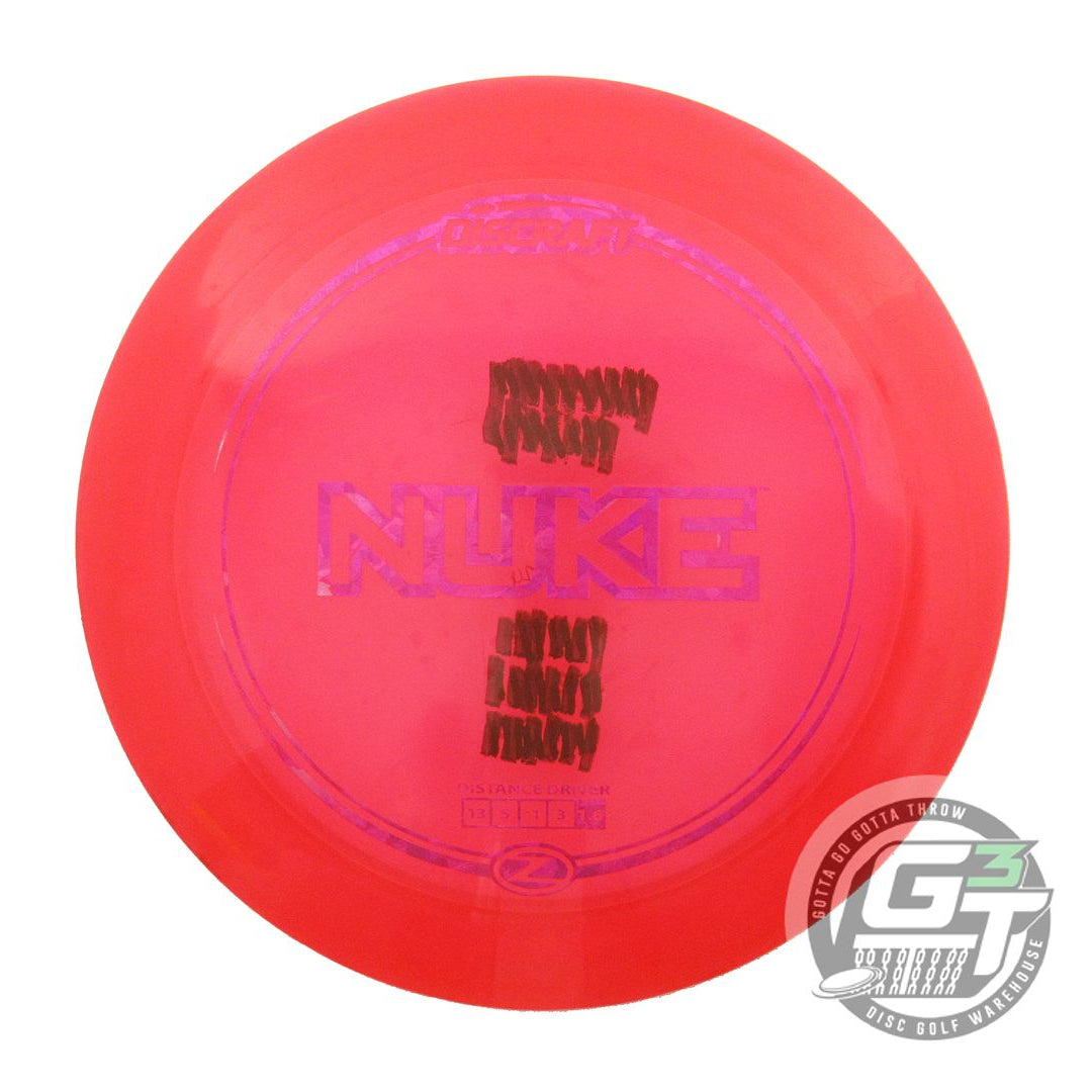 USED Discraft Z Nuke 174g Red Pink Shatter Foil Distance Driver Golf Disc