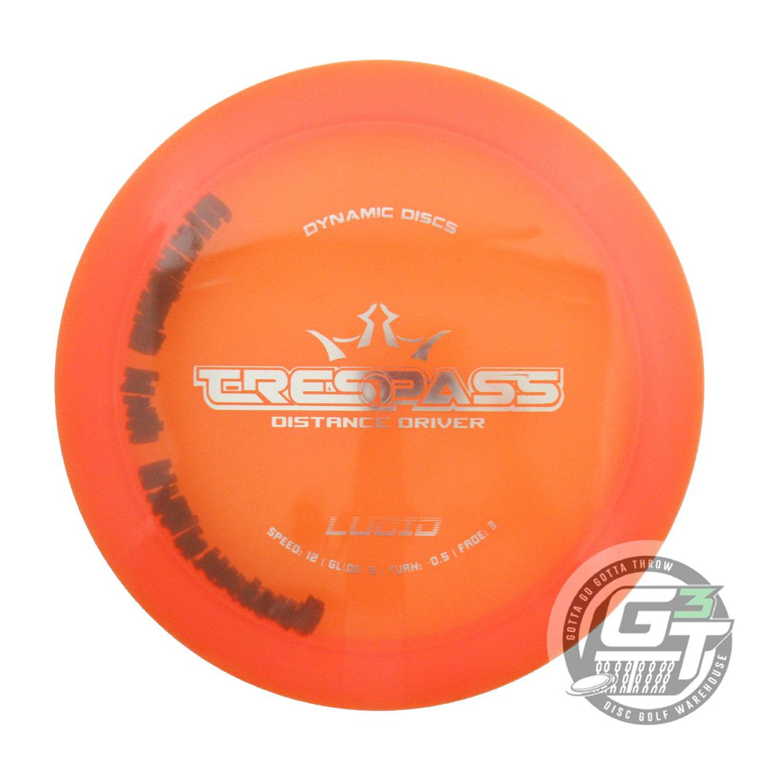 USED Dynamic Discs Lucid Trespass 175g Orange Silver Foil Distance Driver Disc