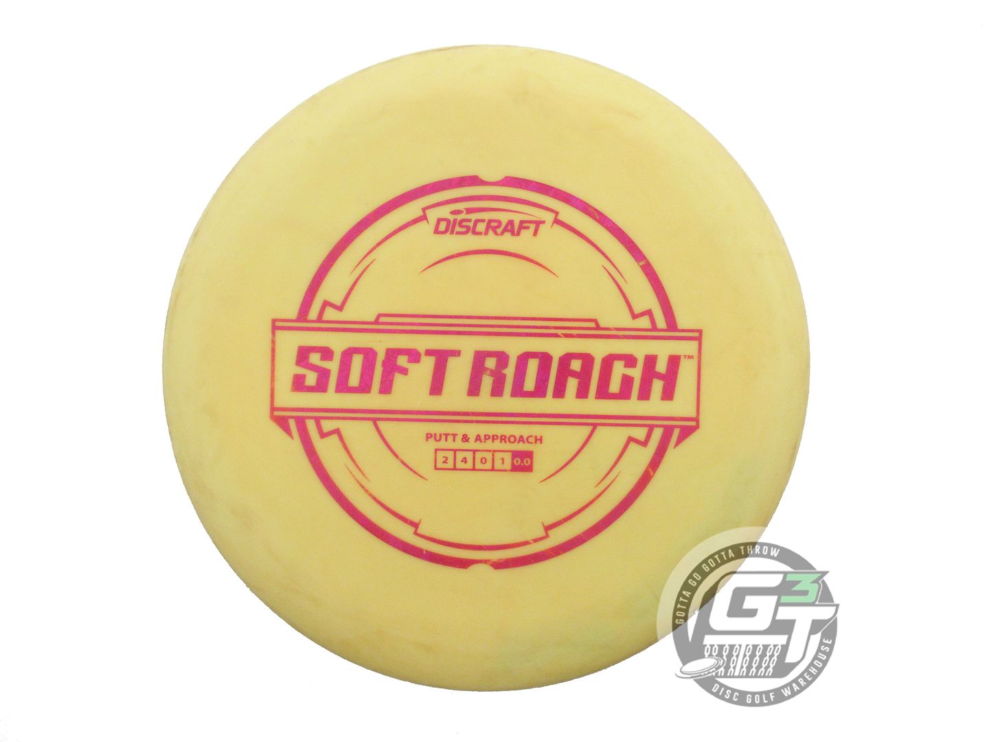 USED Discraft Putter Line Soft Roach 175g Yellow Pink Shatter Foil Putter Disc
