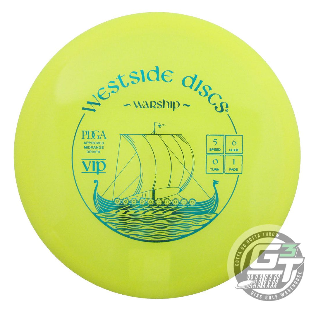 USED Westside Discs VIP Warship 170g Yellow Teal Foil Midrange Golf Disc
