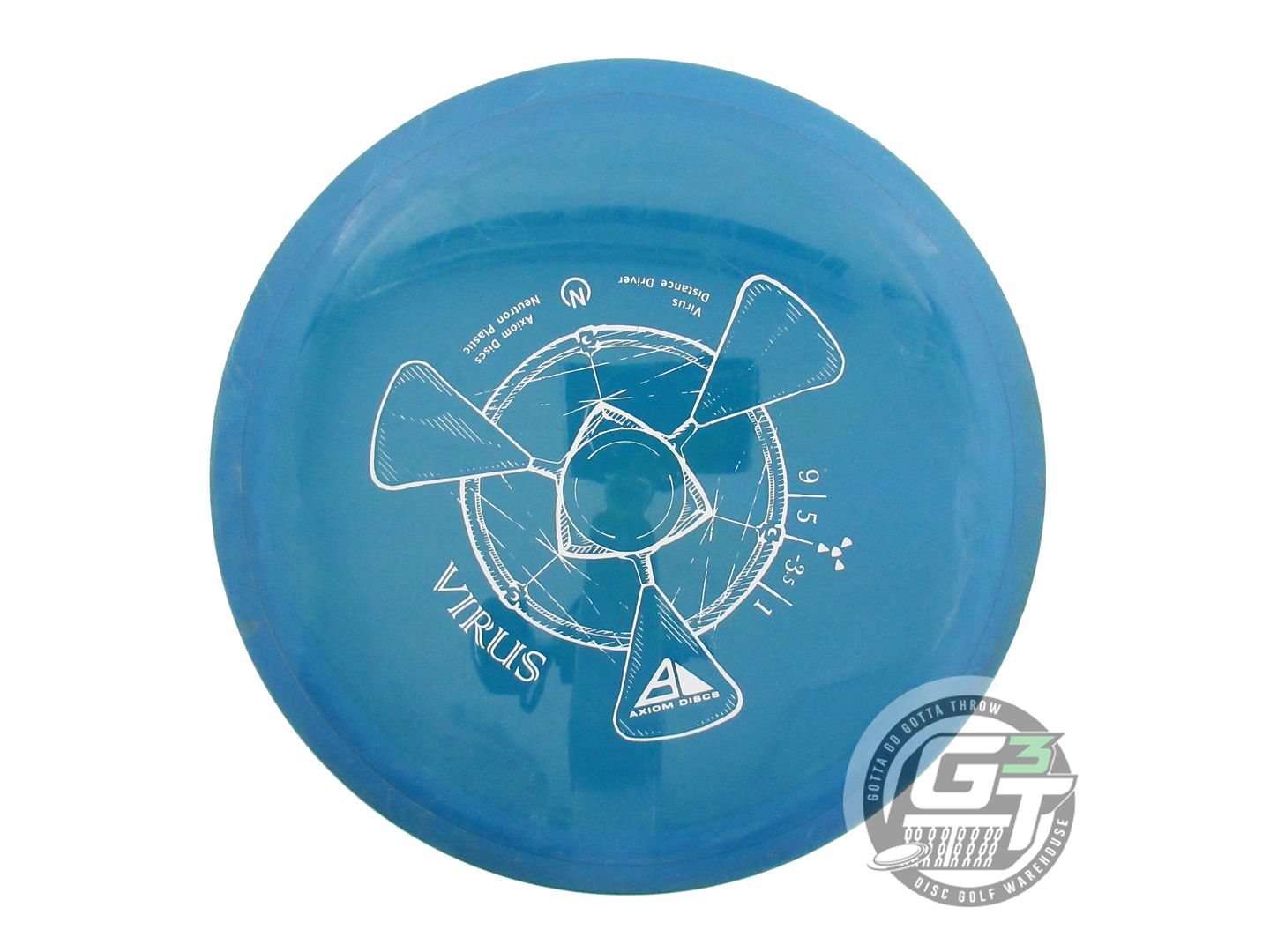 USED Axiom Discs Neutron Virus 173g Blue Blue Rim Distance Driver Golf Disc