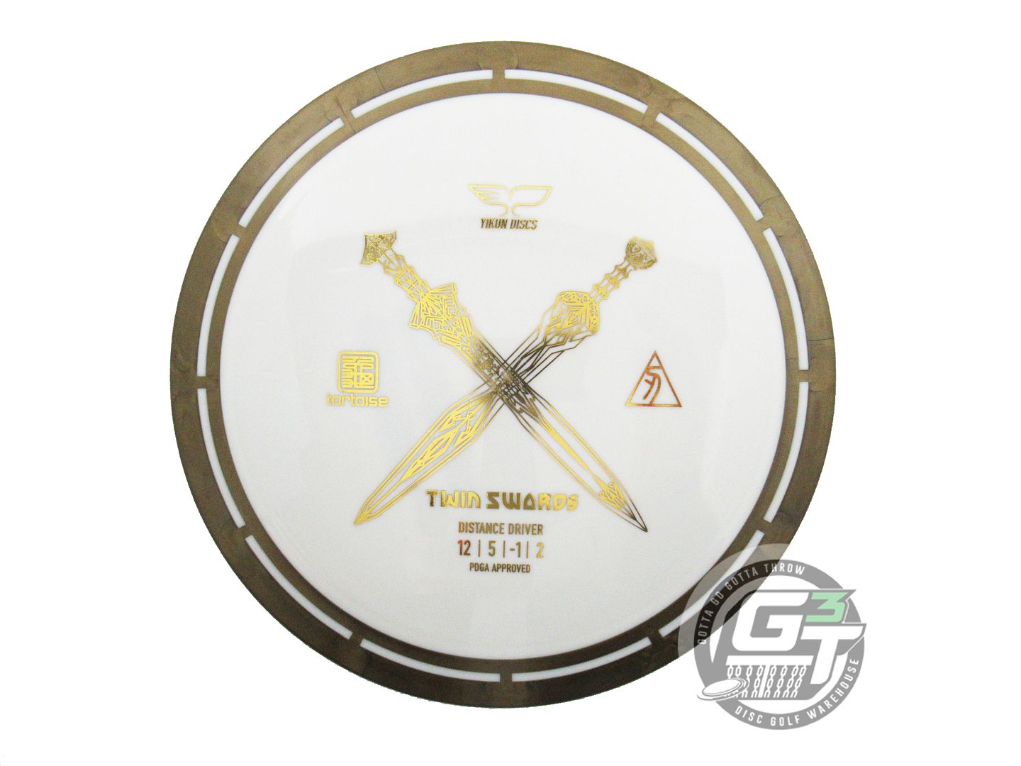 USED Yikun Disc Golf Tortoise Twin Swords 173g Gold Rim Distance Driver Disc