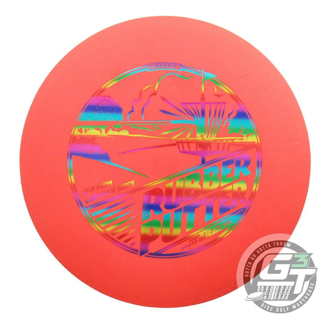 NOS Lightning X-OUT SureGrip Rubber Putter 178g Orange Rainbow Foil Putter Disc