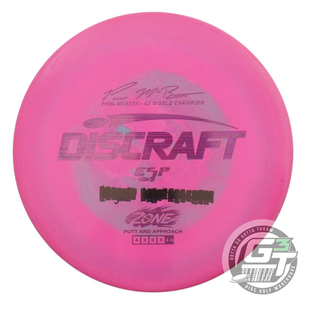 USED Discraft ESP Zone 176g Magenta-Green Purple Laser Foil Putter Golf Disc