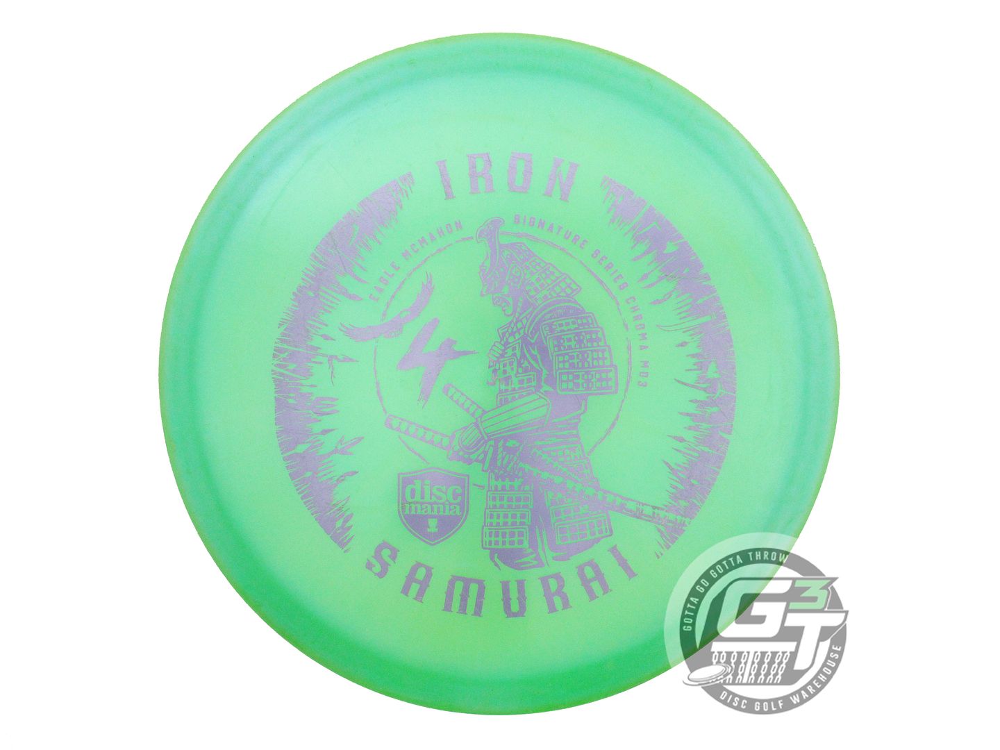 USED DiscMania IRON SAMURAI 4 Chroma MD3 177g Green Lilac Foil Midrange Disc