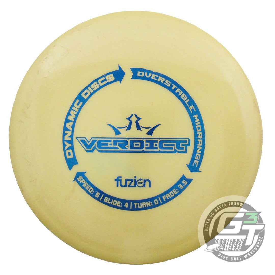 USED Dynamic Discs BioFuzion Verdict 178g Yellow Blue Foil Midrange Golf Disc
