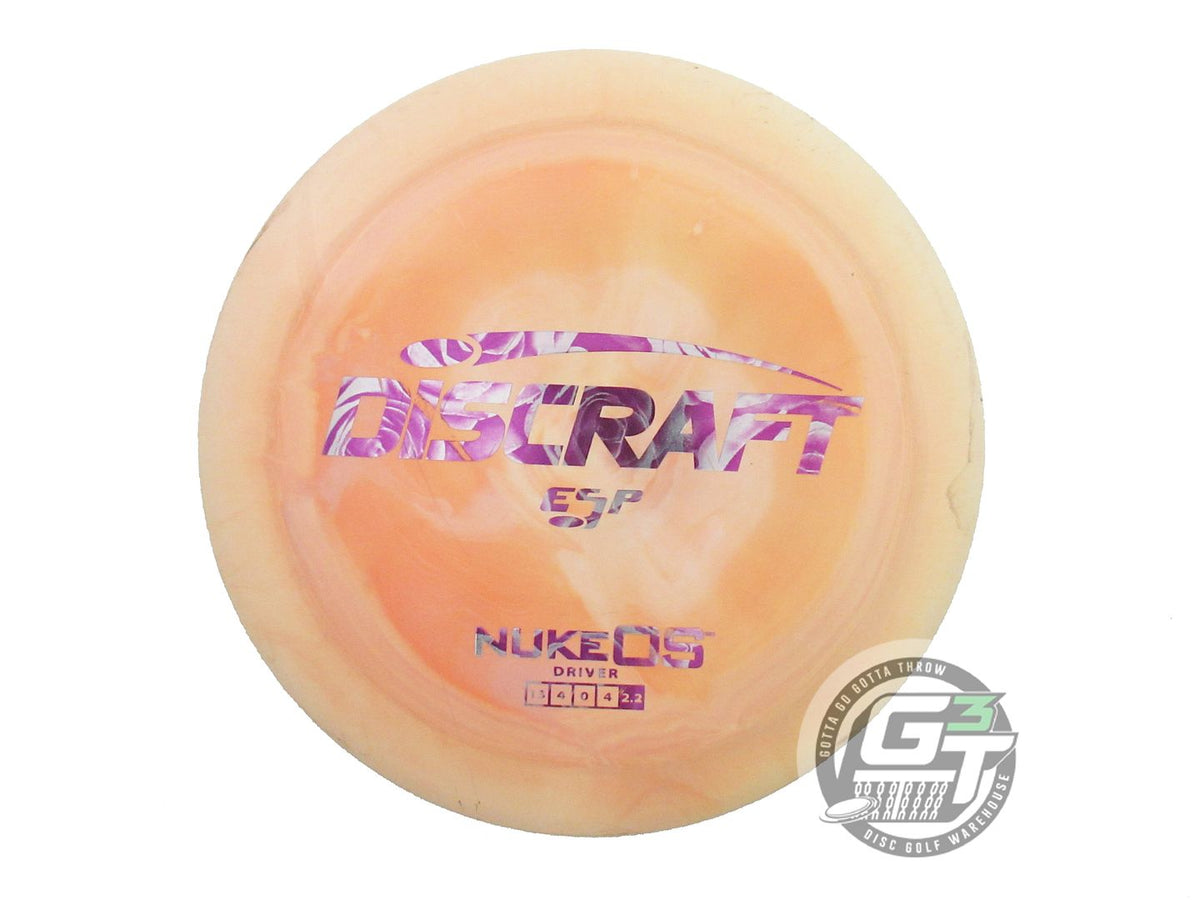 USED Discraft ESP Nuke OS 176g Peach Purple Rose Foil Distance Driver Golf Disc