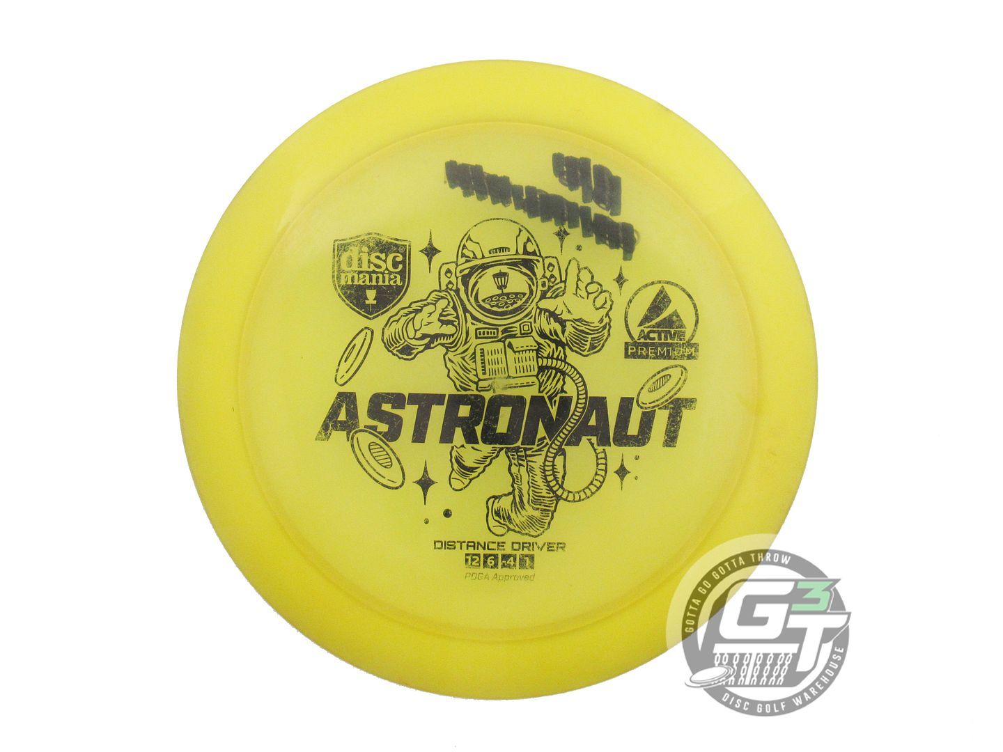 USED DiscMania Active Premium Astronaut 174g Yellow Black Stamp Driver Golf Disc
