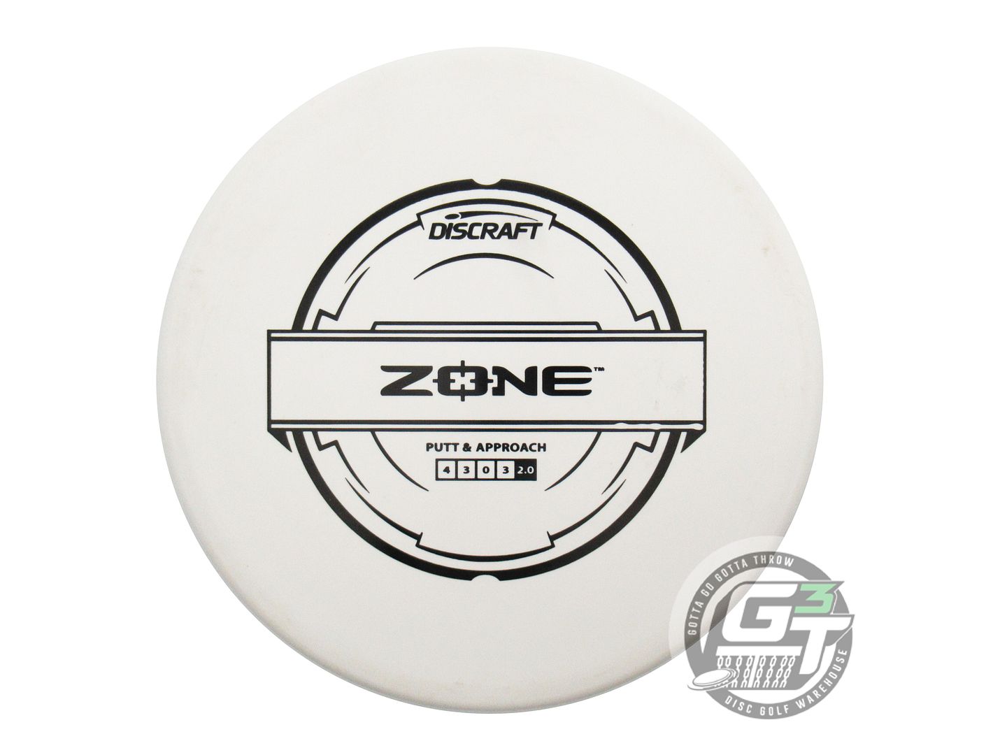 USED Discraft Putter Line Zone 174g White Black Stamp Putter Golf Disc
