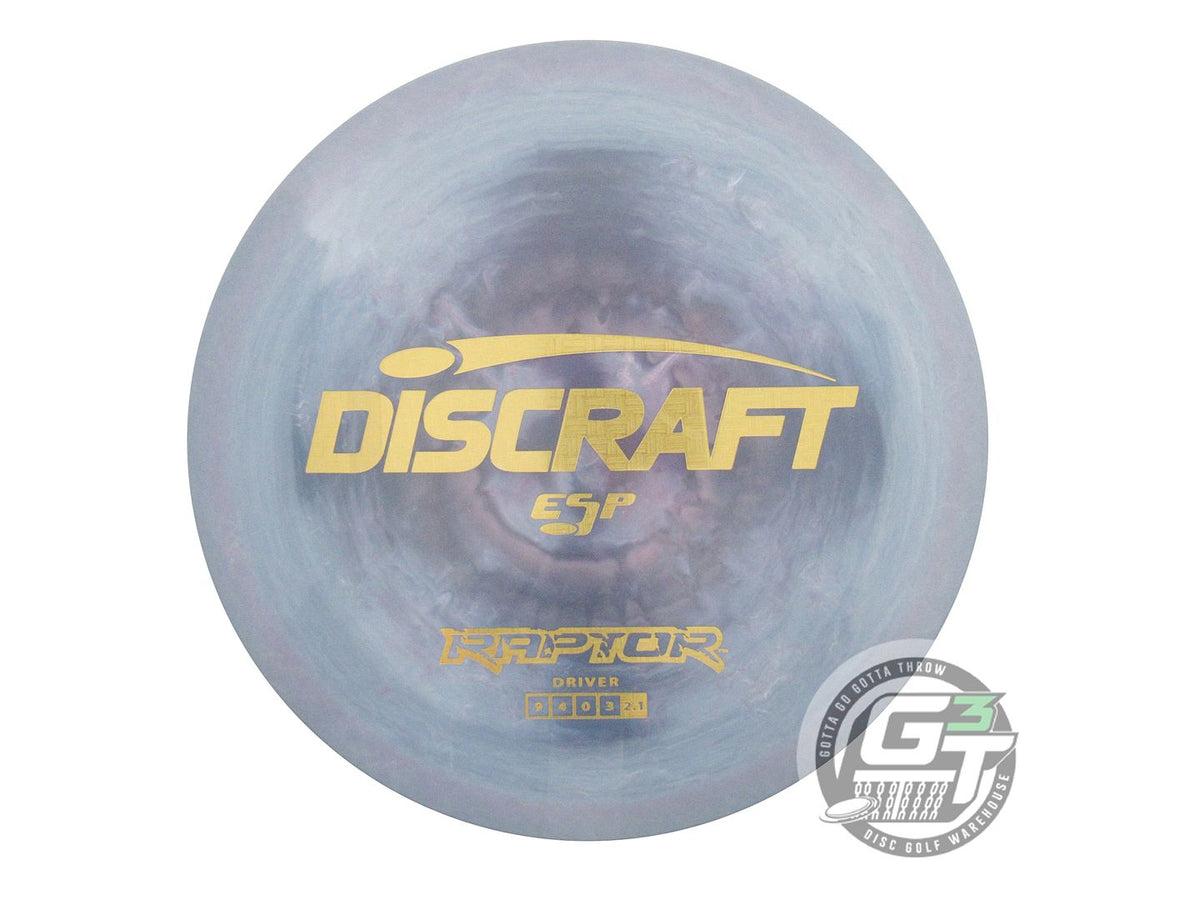 NOS Discraft ESP Raptor 176g Blue-Gray Gold Bamboo Foil Distance Driver Disc