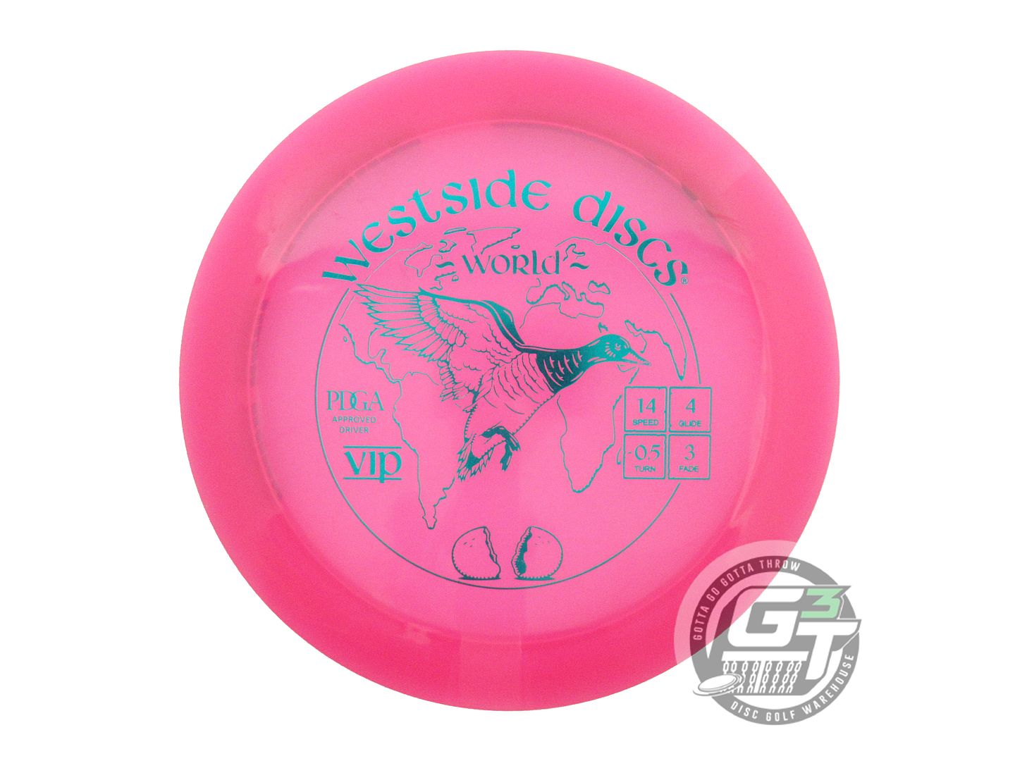 USED Westside Discs VIP World 171g Pink Teal Foil Distance Driver Golf Disc