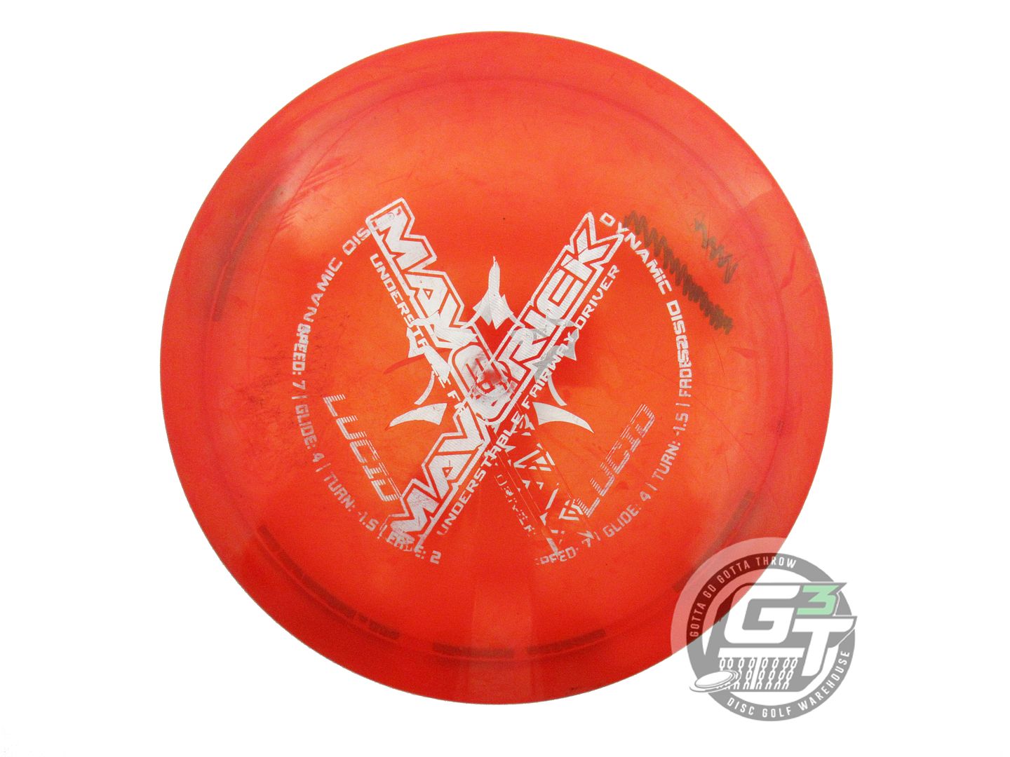 USED Dynamic Discs X-OUT Lucid Maverick 170g Red Distance Driver Golf Disc